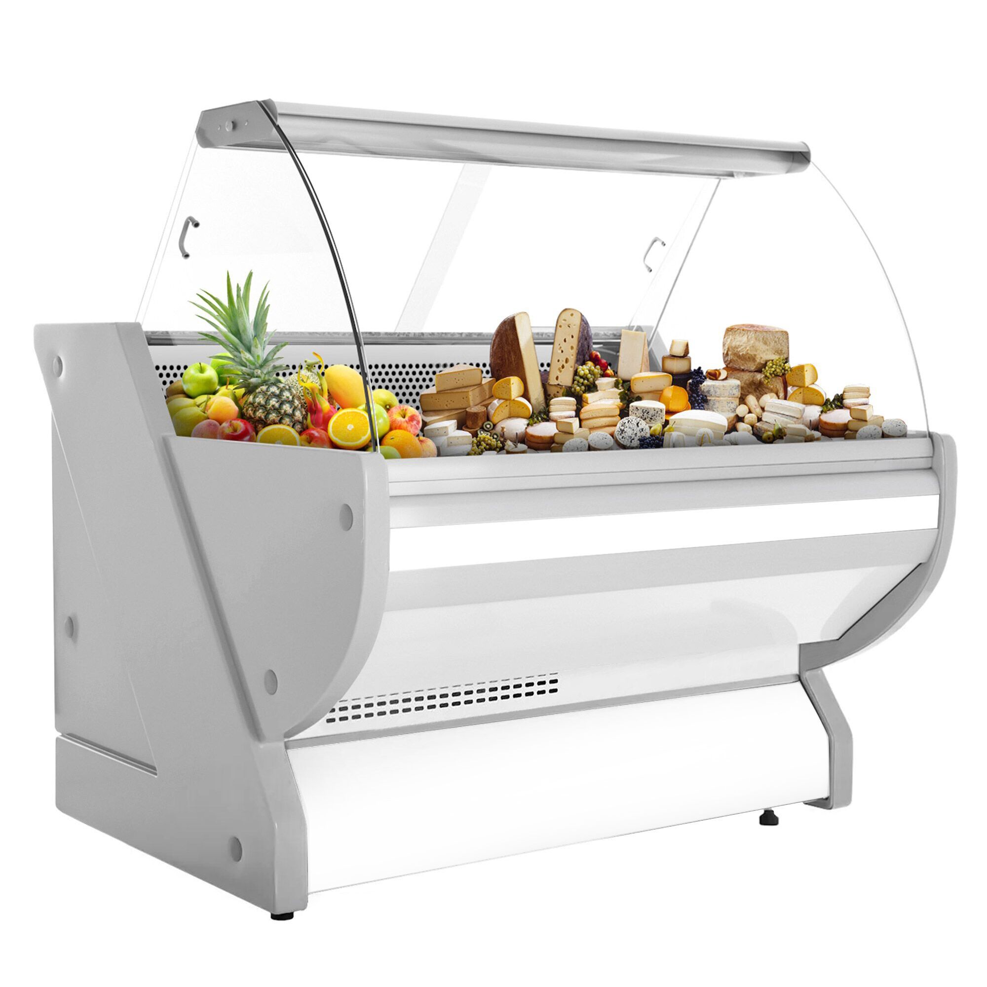 Serve Over Counter - 1325x1150mm - granite worktop - curved front glass - capacity 260 litres - white front