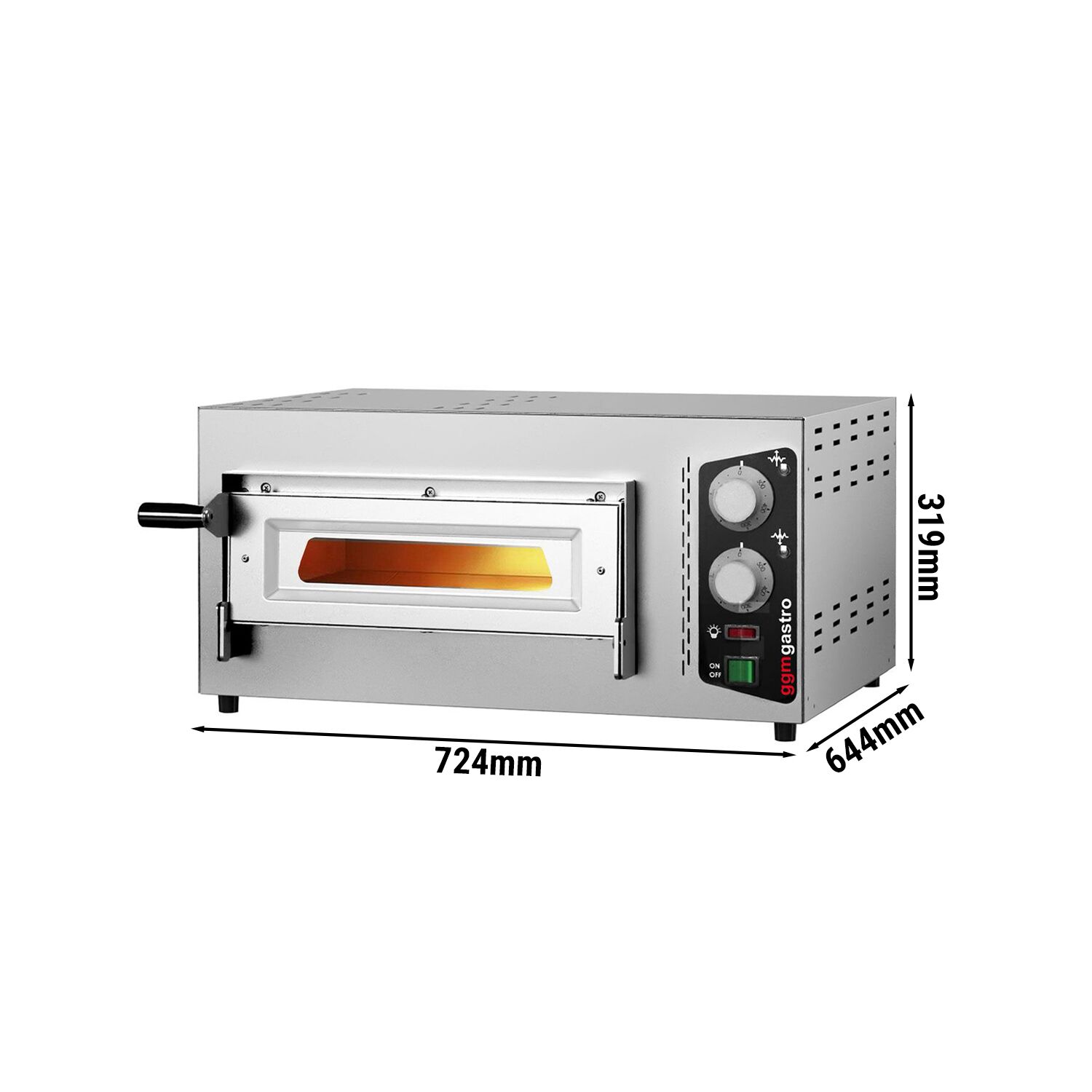 Electric Deck Pizza Oven - Single Deck - Refractory Stone Deck - 4 x Ø 24cm (9.4") - 230V Single Phase | 16A Plug - Mechanical Controls - up to 450°C