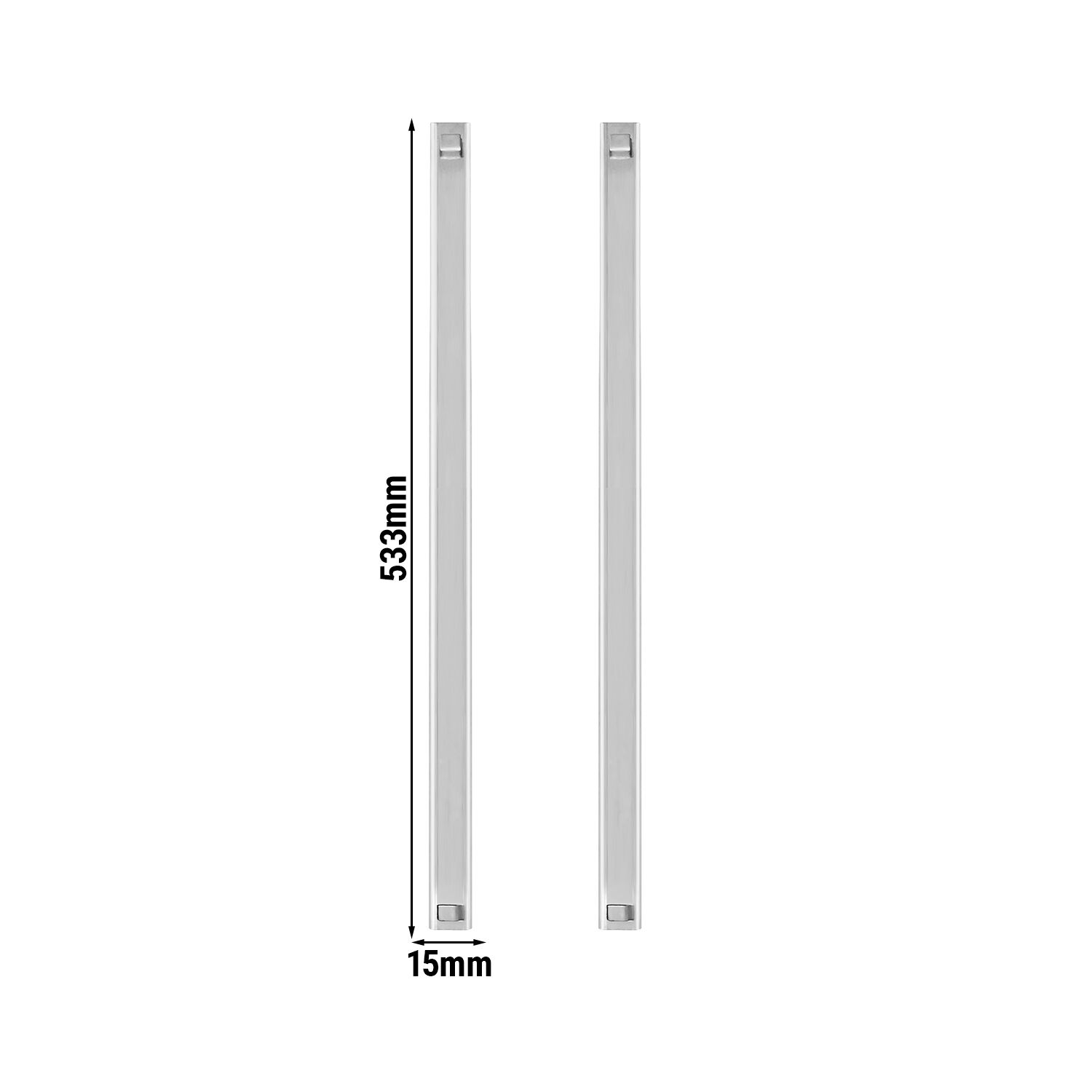 Paire de glissières en inox - haute résistance - 533x15x20mm - compatible avec KSH600, TSH600, KSH1200 & TSH1200