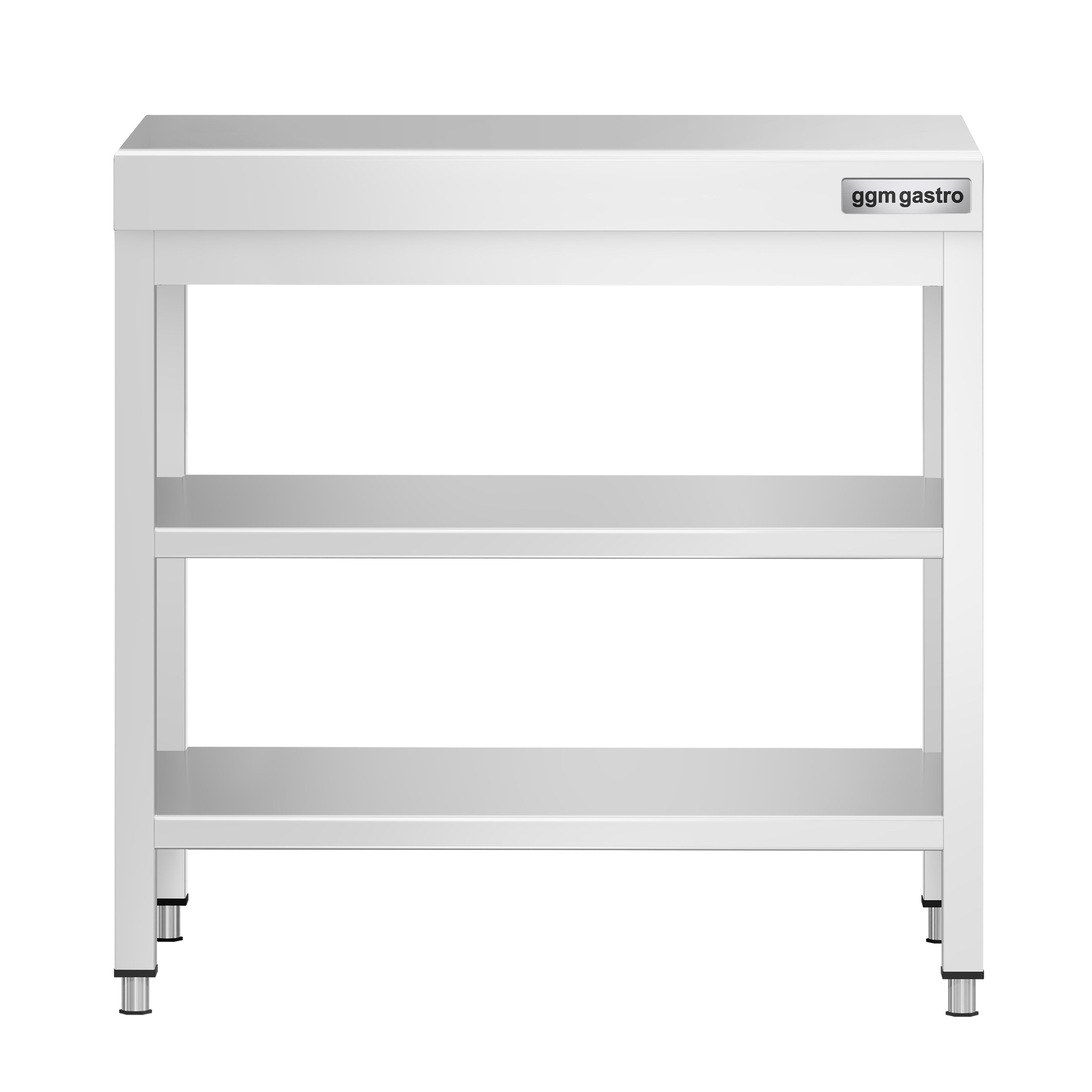 Table de travail inox PREMIUM - 600 x 600 mm - avec tablette inférieure & Tablette intermédiaire