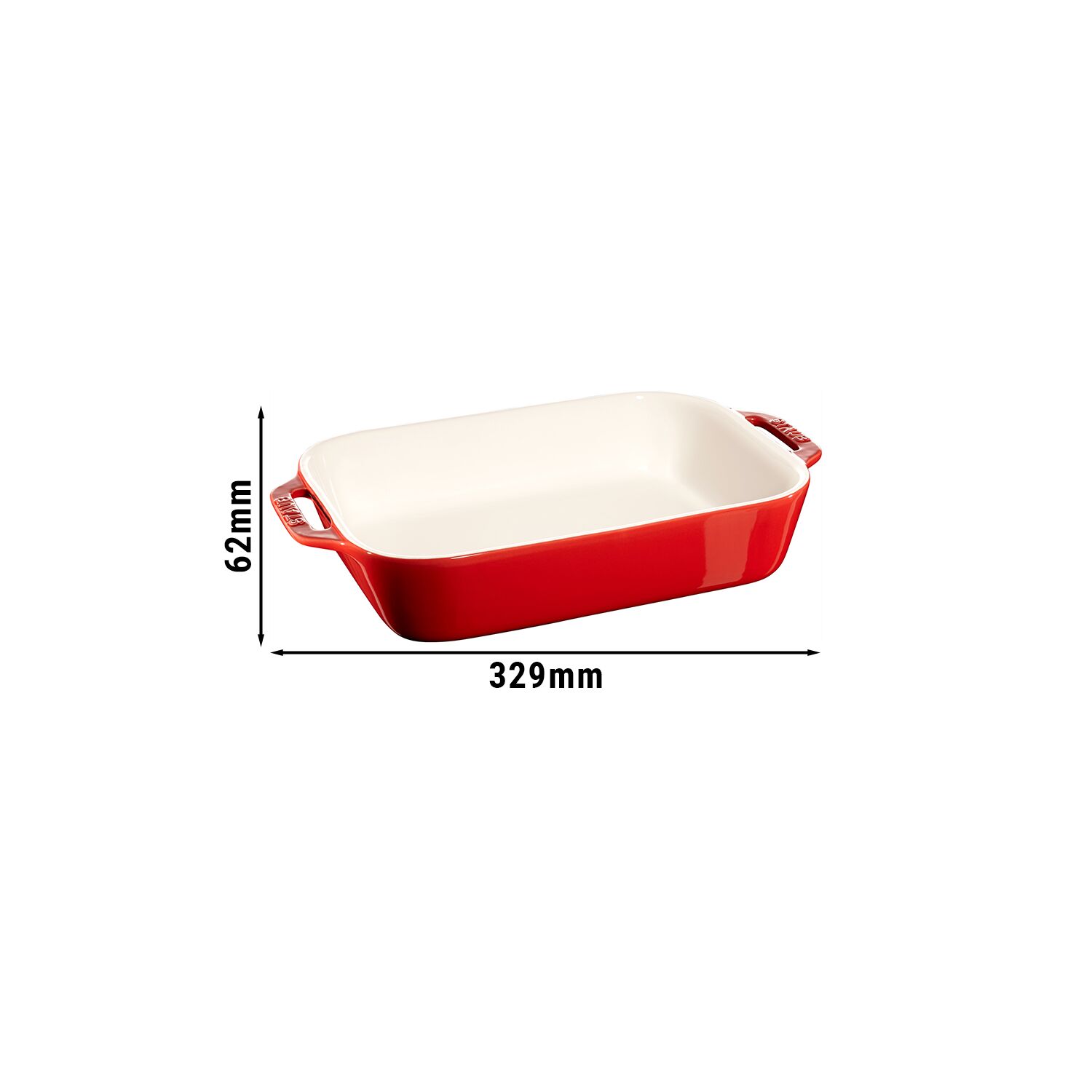 STAUB| Ceramic Rectangular Baking Dish – Cherry Red - 270×200 mm - Ergonomic Handles