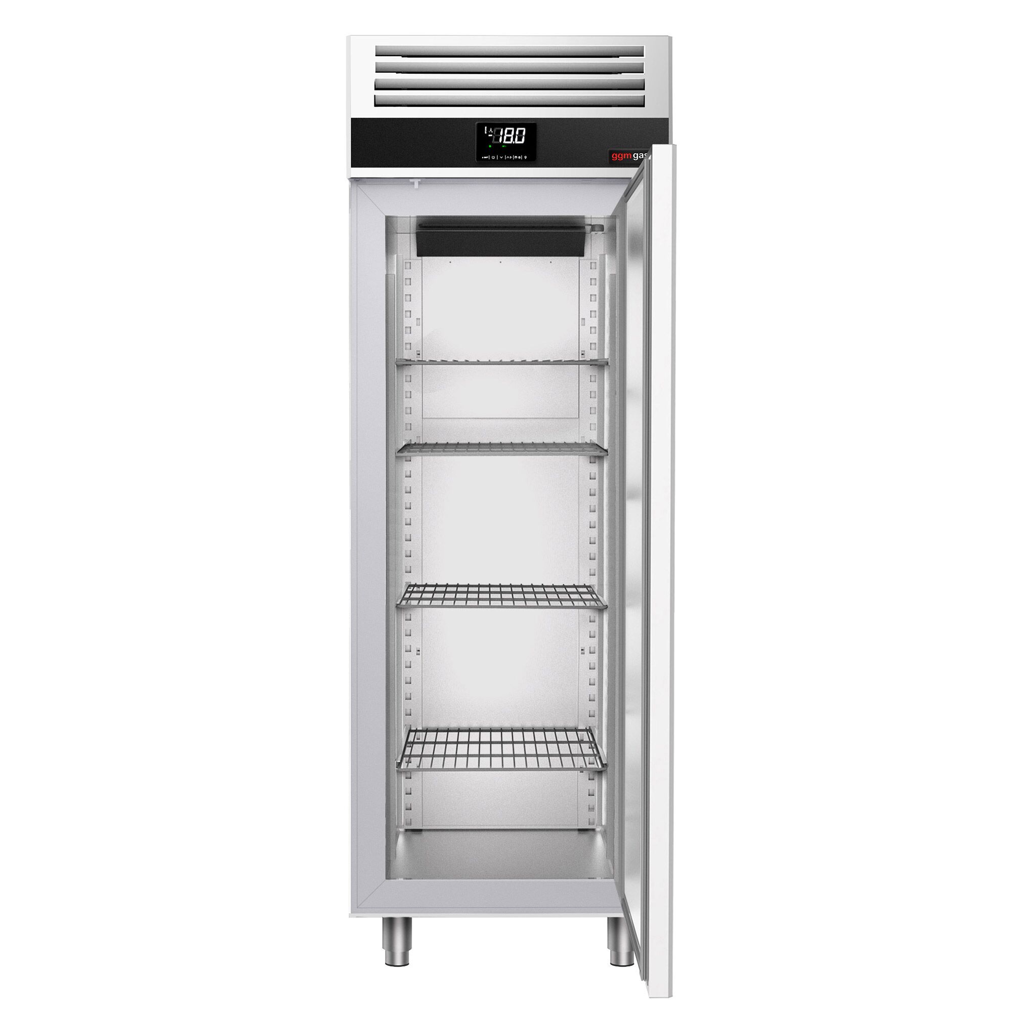 Armoire réfrigérée négative en acier inoxydable PREMIUM - GN 2/1 - 700 L - avec 1 porte vitrée & Glissières GN & 3 grilles GN 2/1
