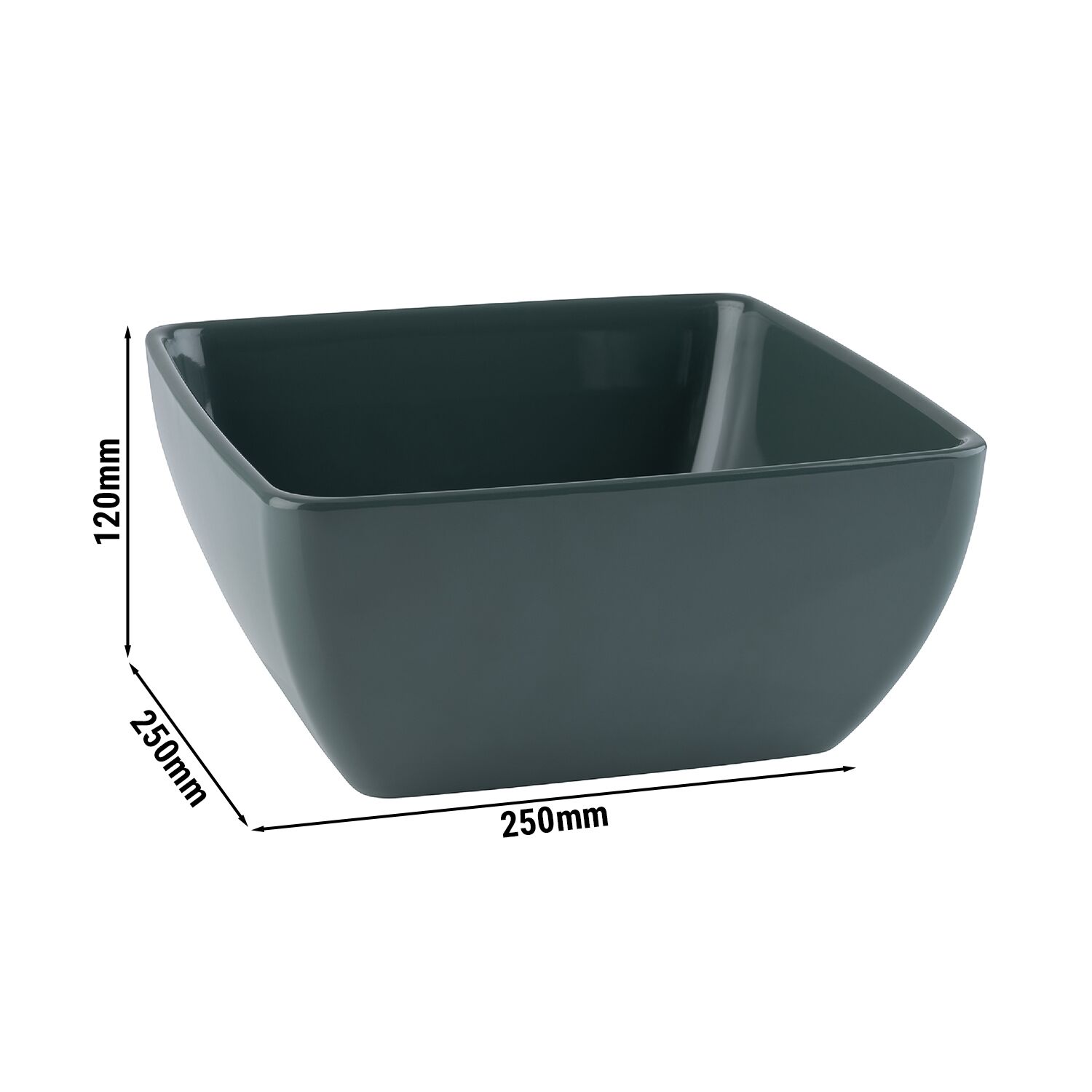 (6 st) Skål - PURE - Melamin - 3,8 l - fyrkantig - 250x250 mm - stapelbar - grön