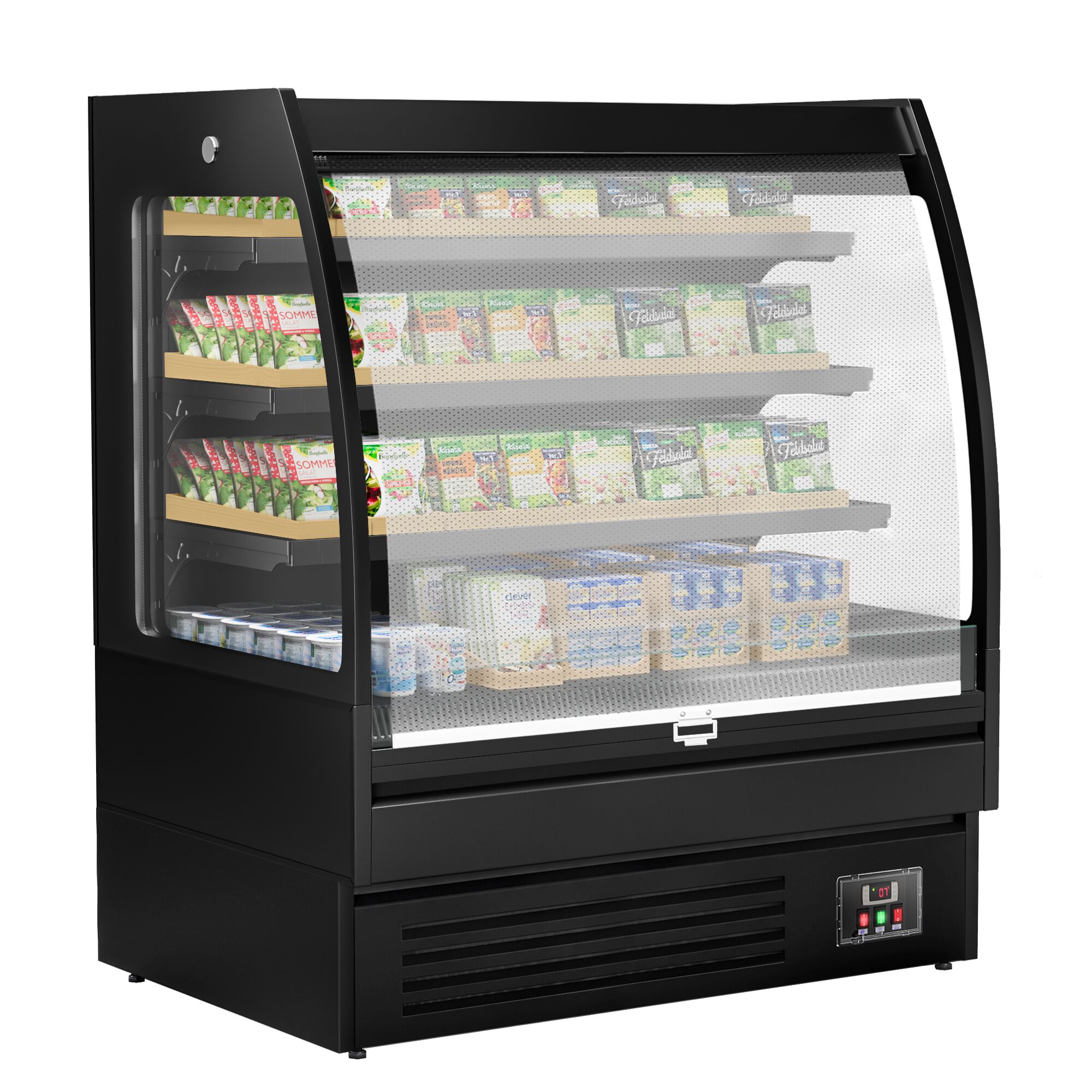 Vitrine murale réfrigérée - Libre-service - 1200mm - 380L - avec 3 étagères - arrière fermé - Noir