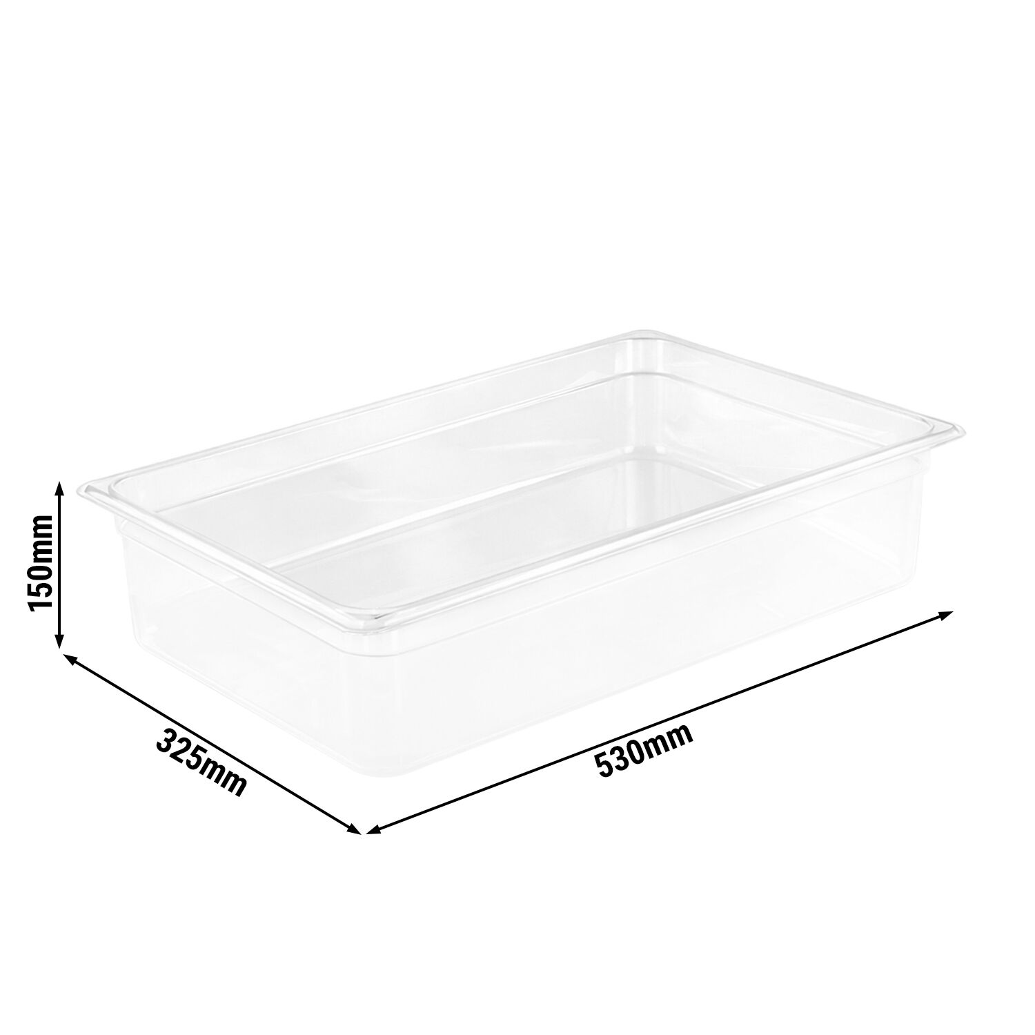 (6 pièces) Bac en Polycarbonate GN 1/1 - Transparent - Hauteur : 150 mm