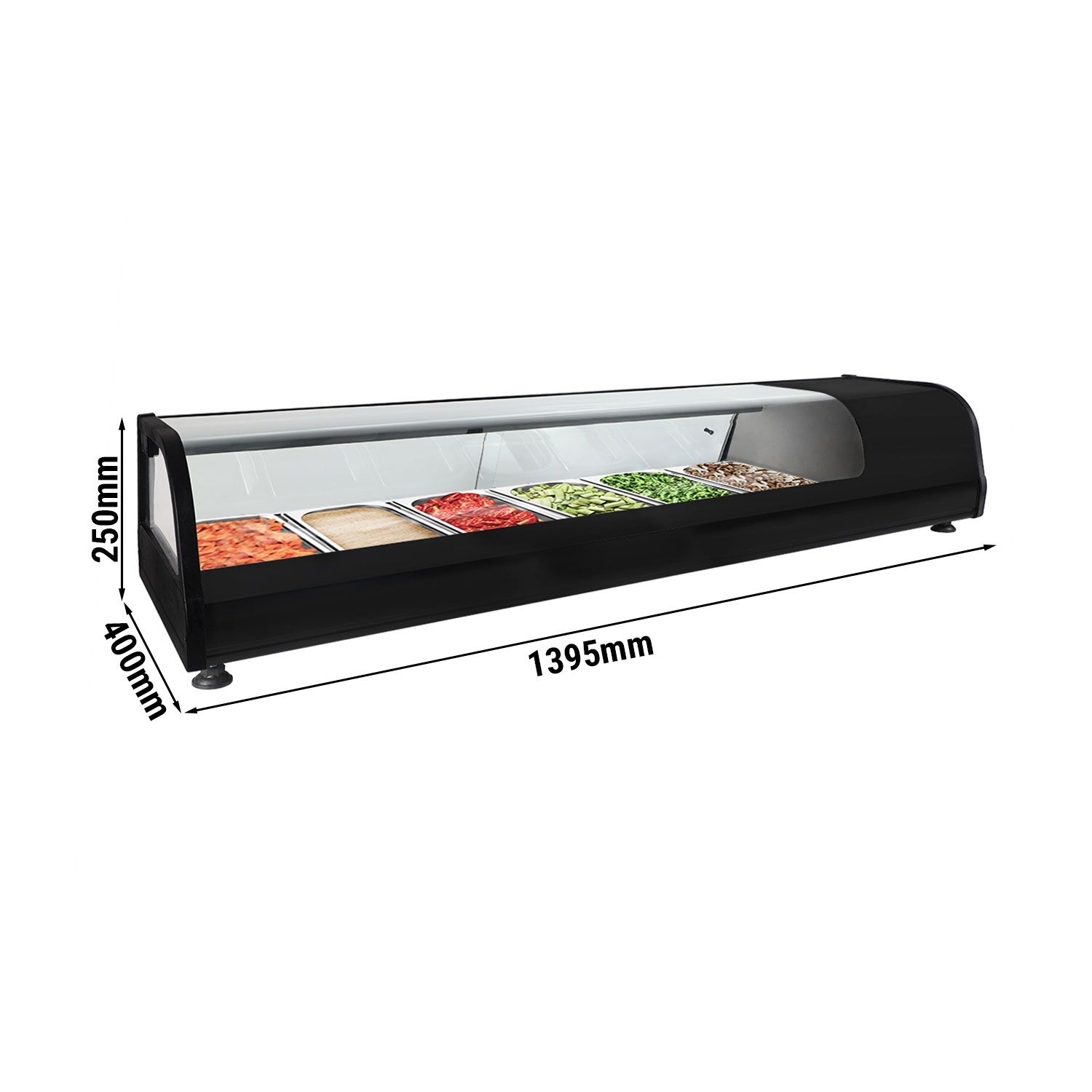 Vitrine à tapas réfrigérée PREMIUM - 1395x400mm - 6x GN 1/3