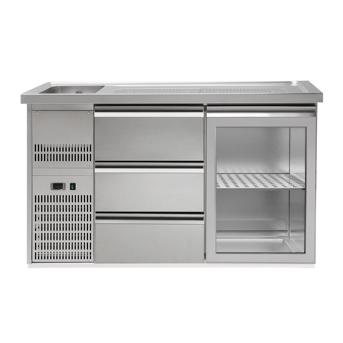 Direct Draw Beer Dispenser / Kegerator PREMIUM PLUS - 1550x700mm - 1 Glass Door & 3 Drawers