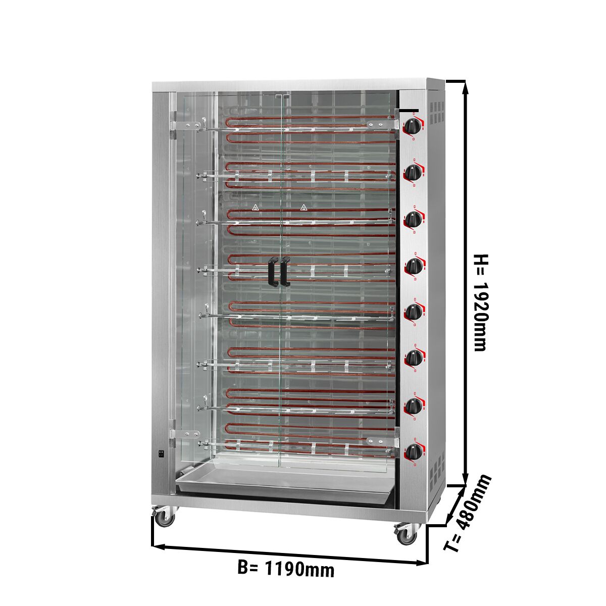 Elektro Hähnchengrill - 38,4 kW - mit 8 Spießen für bis zu 48 Hähnchen