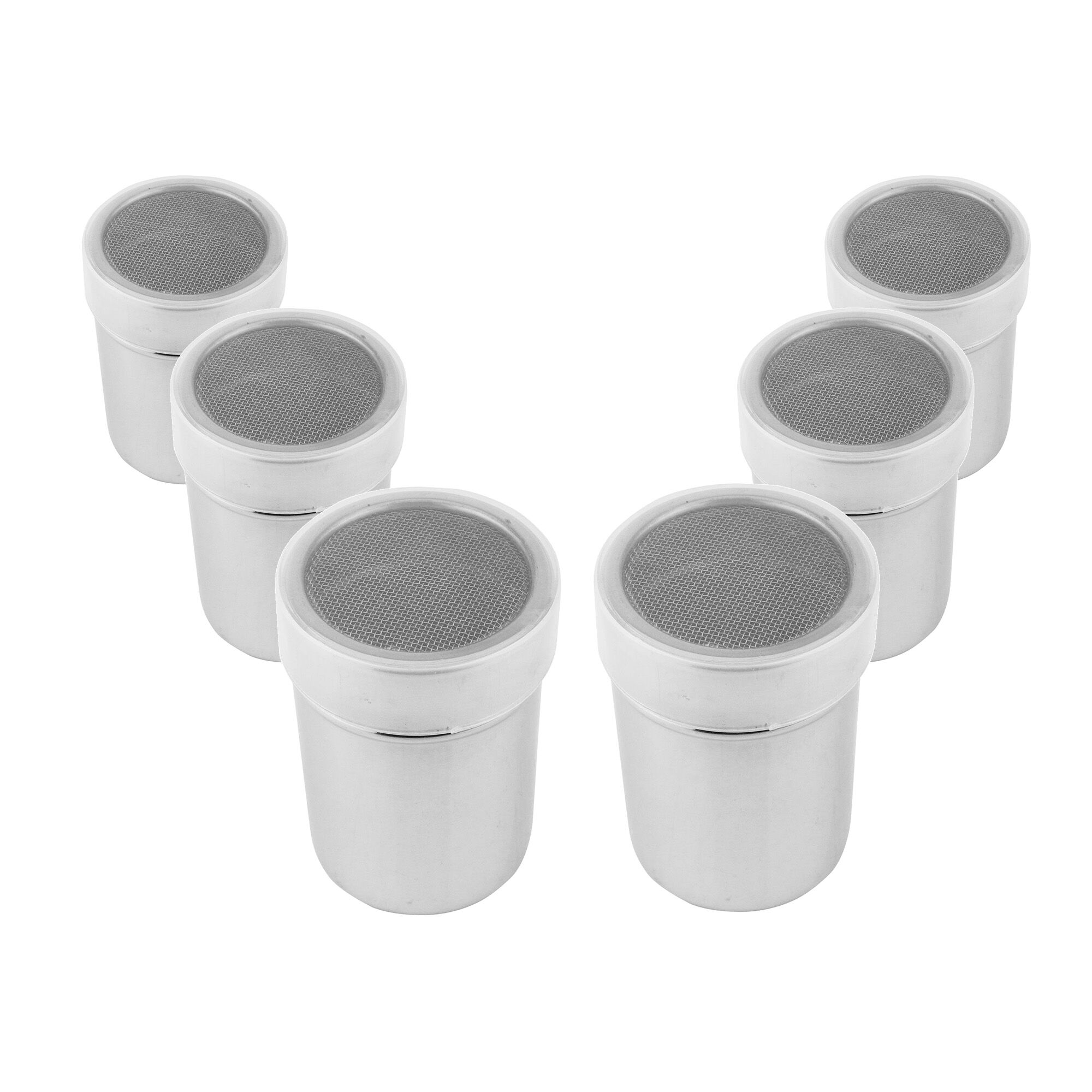 (6 pcs) Saupoudreuse à épices - Lot de 6 - grain fin - Ø60mm - Hauteur: 80mm - aluminium