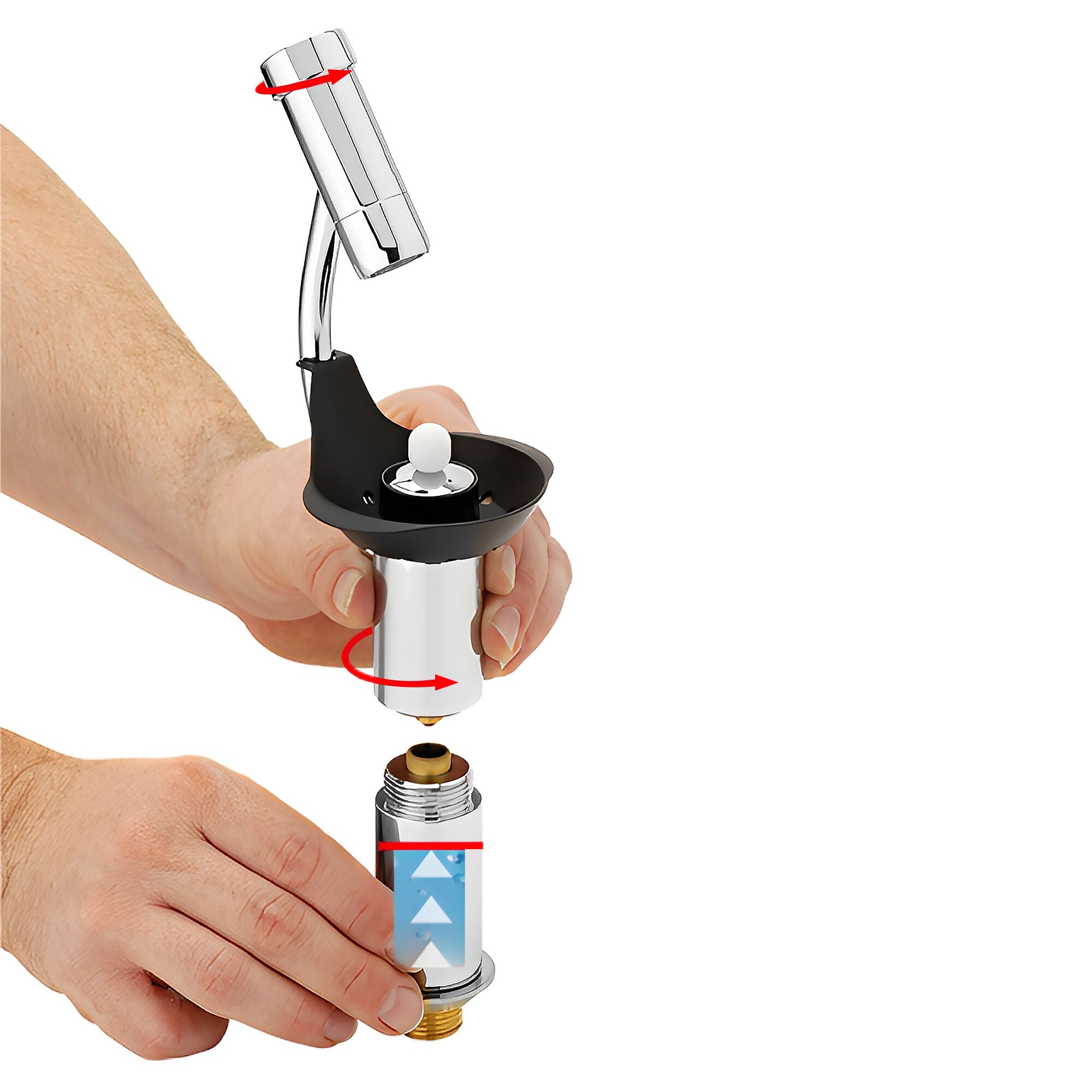 Portioning Rinse WATERSTOP 81x98x264mm with integrated automatic water stop with integrated backflow preventer & integrated flow regulator incl. sieve plate