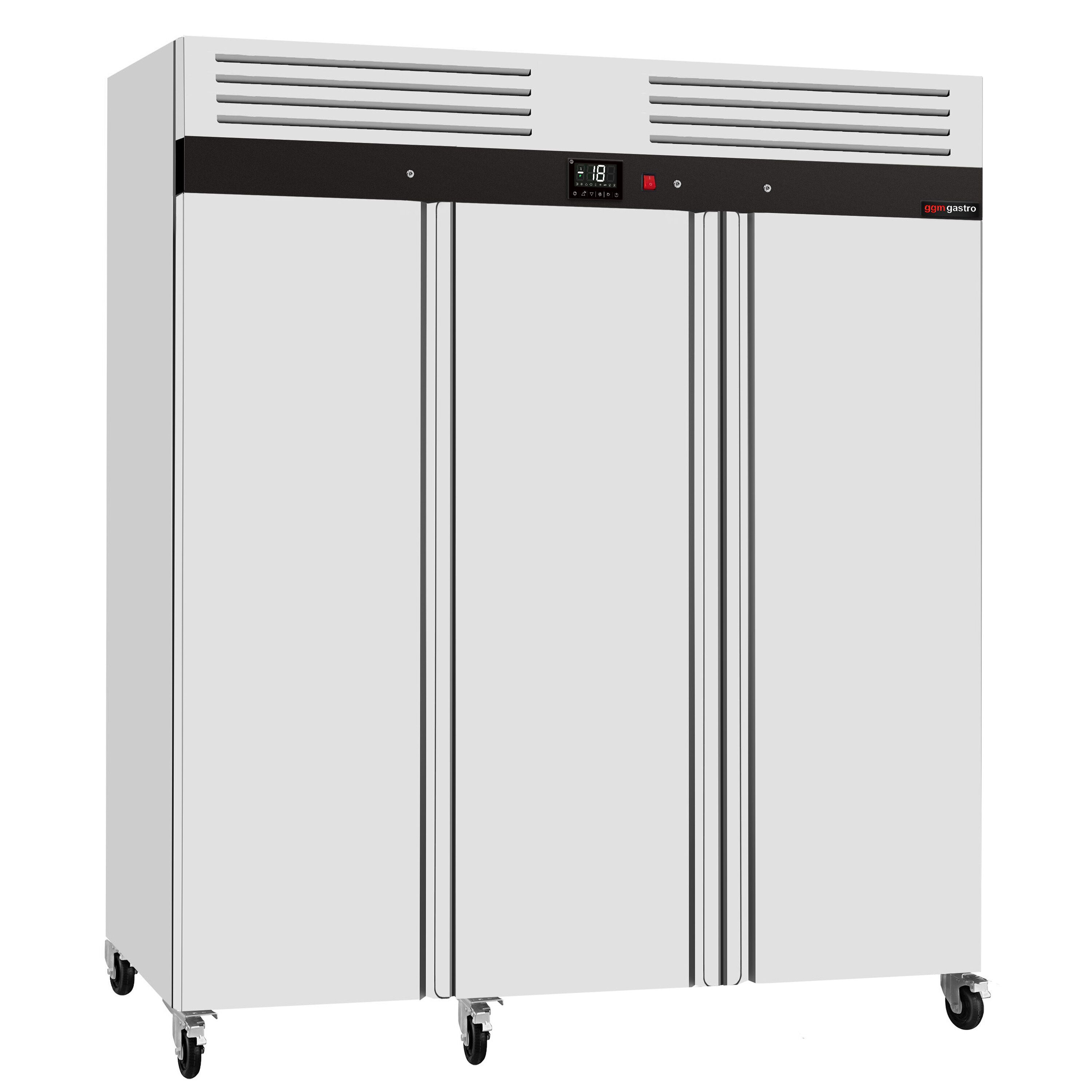 Armoire réfrigérée négative en acier inoxydable ECO - 1800 litres - avec 3 portes en inox - face intérieure des portes en plastique