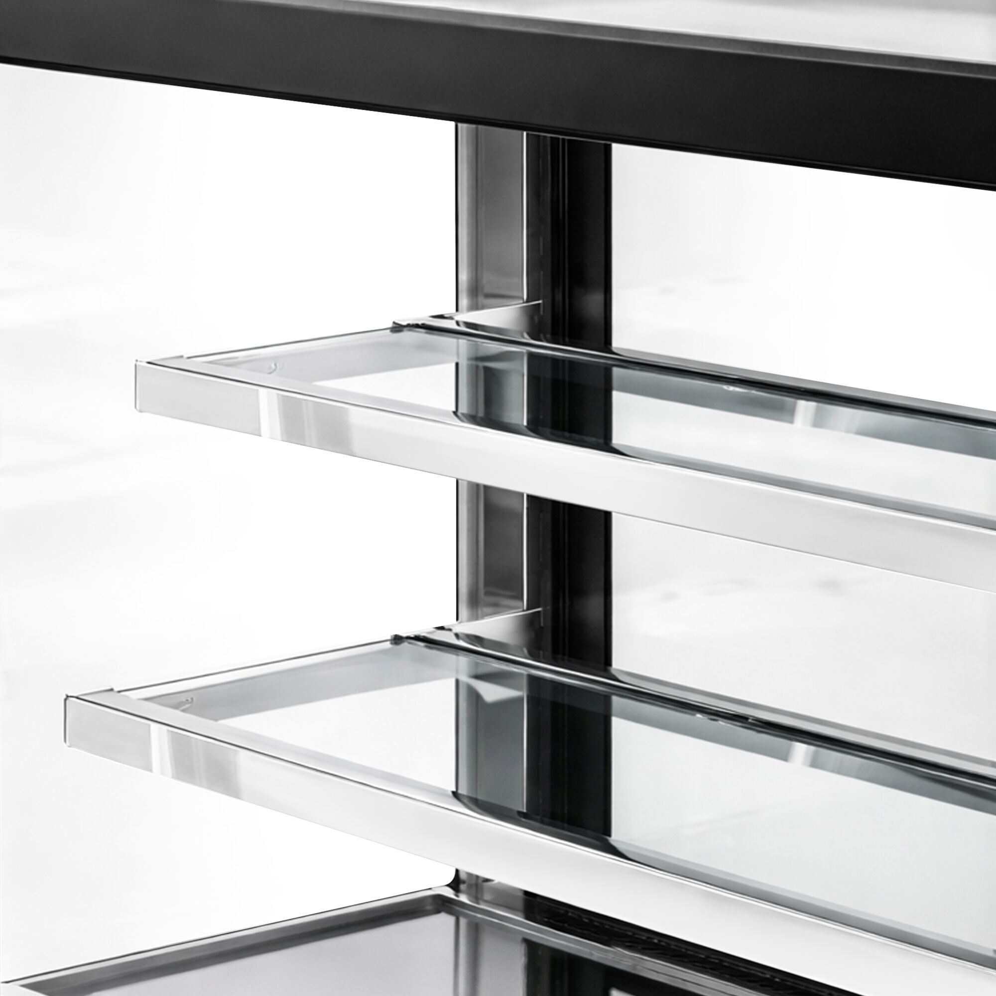 Vitrine réfrigérée de table - 140L - 900mm - Double vitrage - avec 2 étagères en verre - portes coulissantes vitrées arrière - Noir