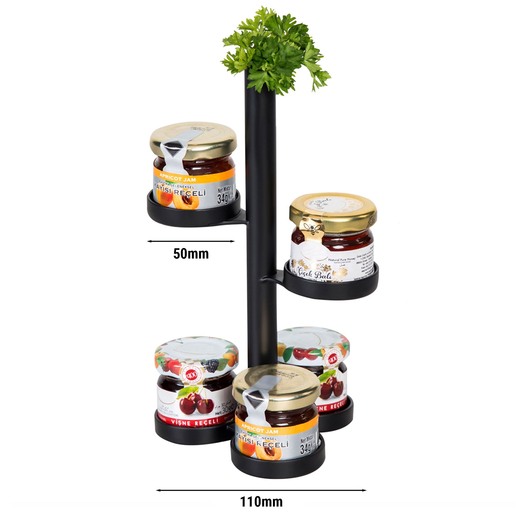 (4 pièces) Présentoir à confiture / support de buffet - Noir - avec 5 niveaux