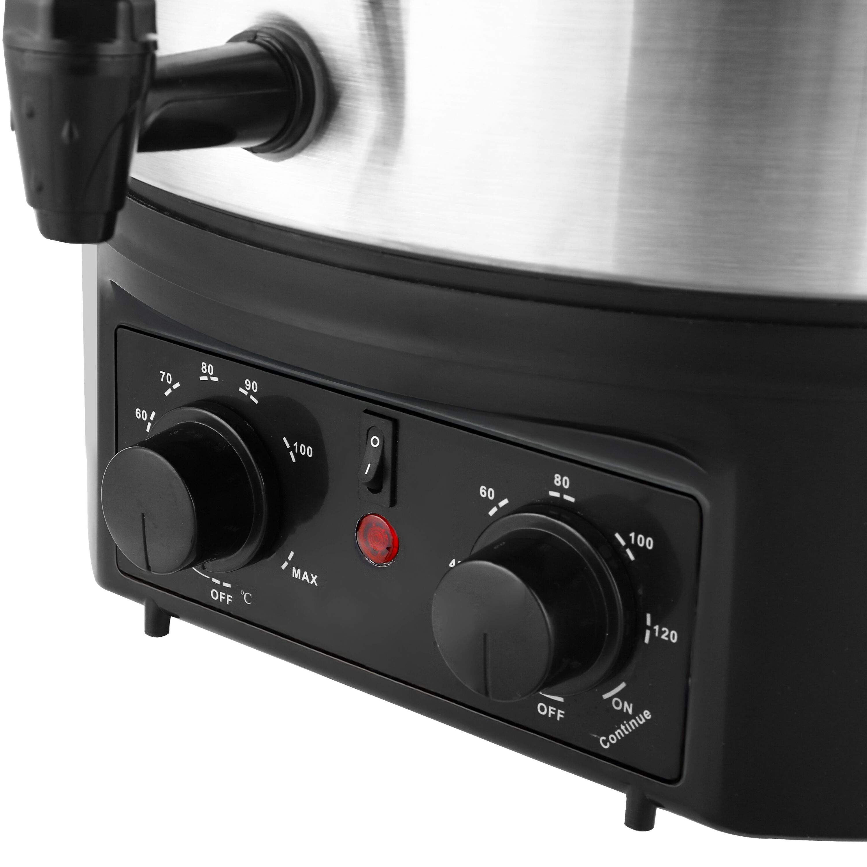 Distributeur de boissons chaudes professionnel - 27L - 2kW - Réglage de température en continu 30–110°C - Acier inoxydable - avec robinet de vidange et Minuteur numérique