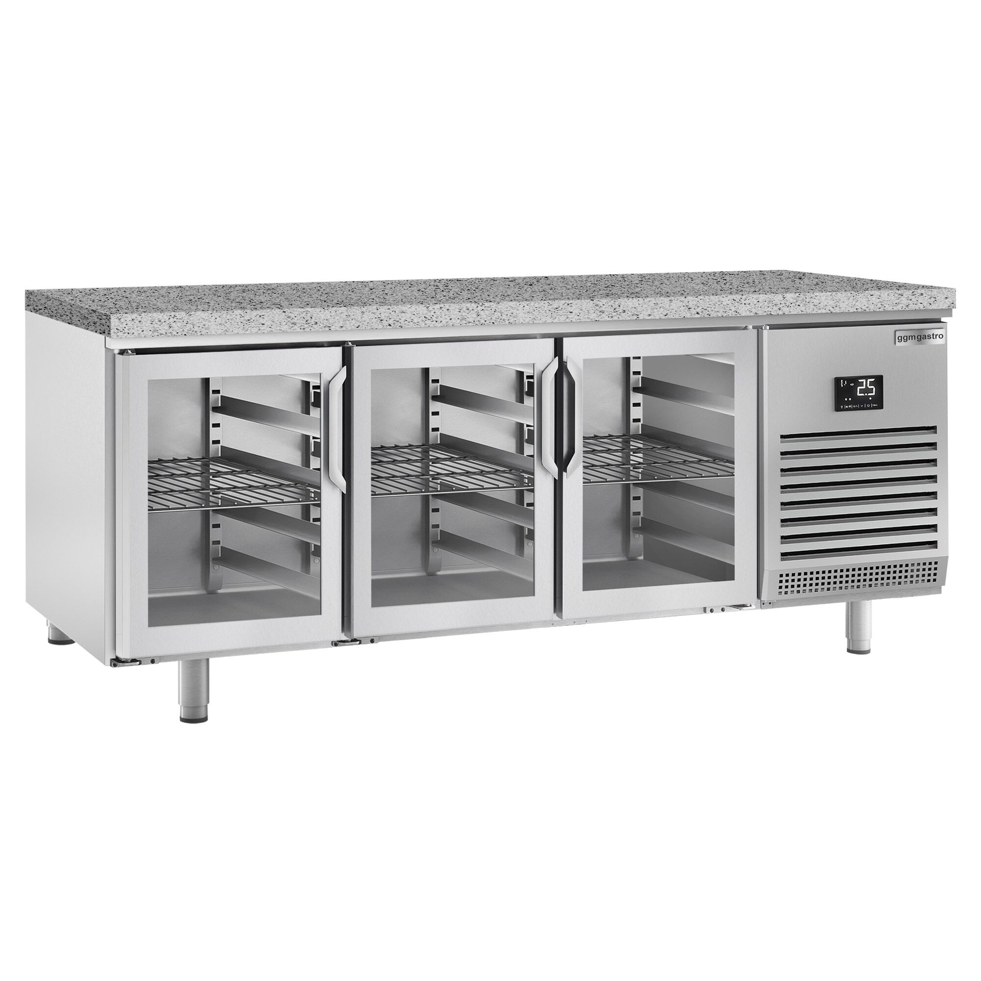 Bakery Counter Fridge PREMIUM PLUS - 2185x800mm - glass doors - granite worktop - capacity 635 litres