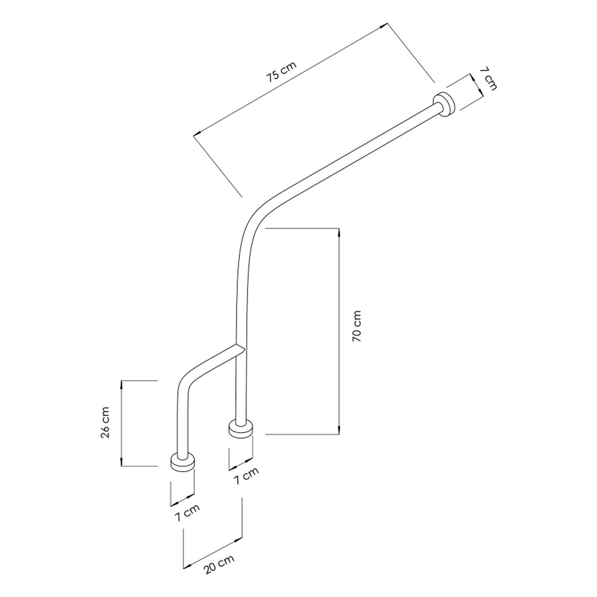Angled Grab Rail - Stainless Steel - Length: 700mm