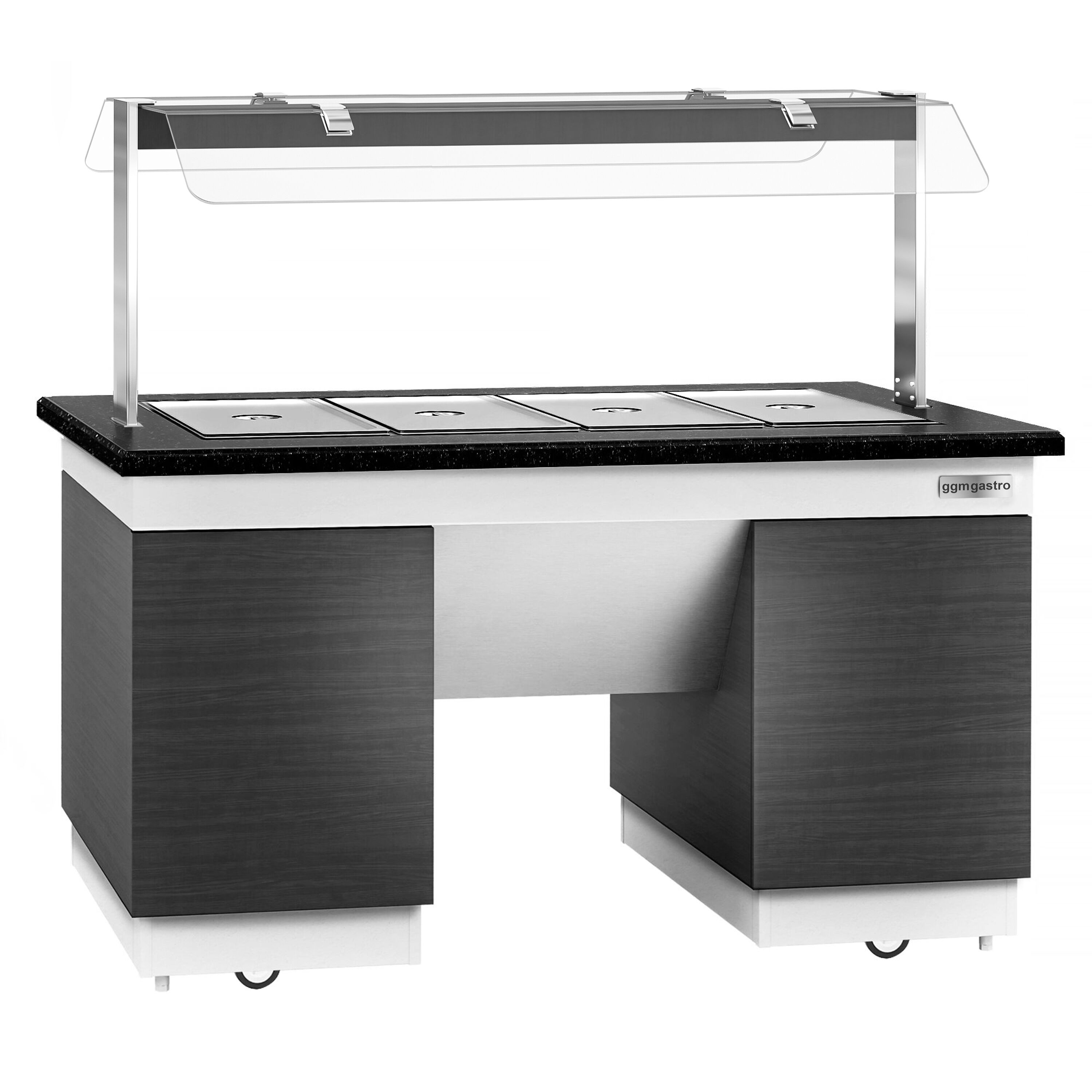 Buffet chaud DUBLIN - 1600mm - avec bain-marie - sur roulettes - pour 4x GN 1/1