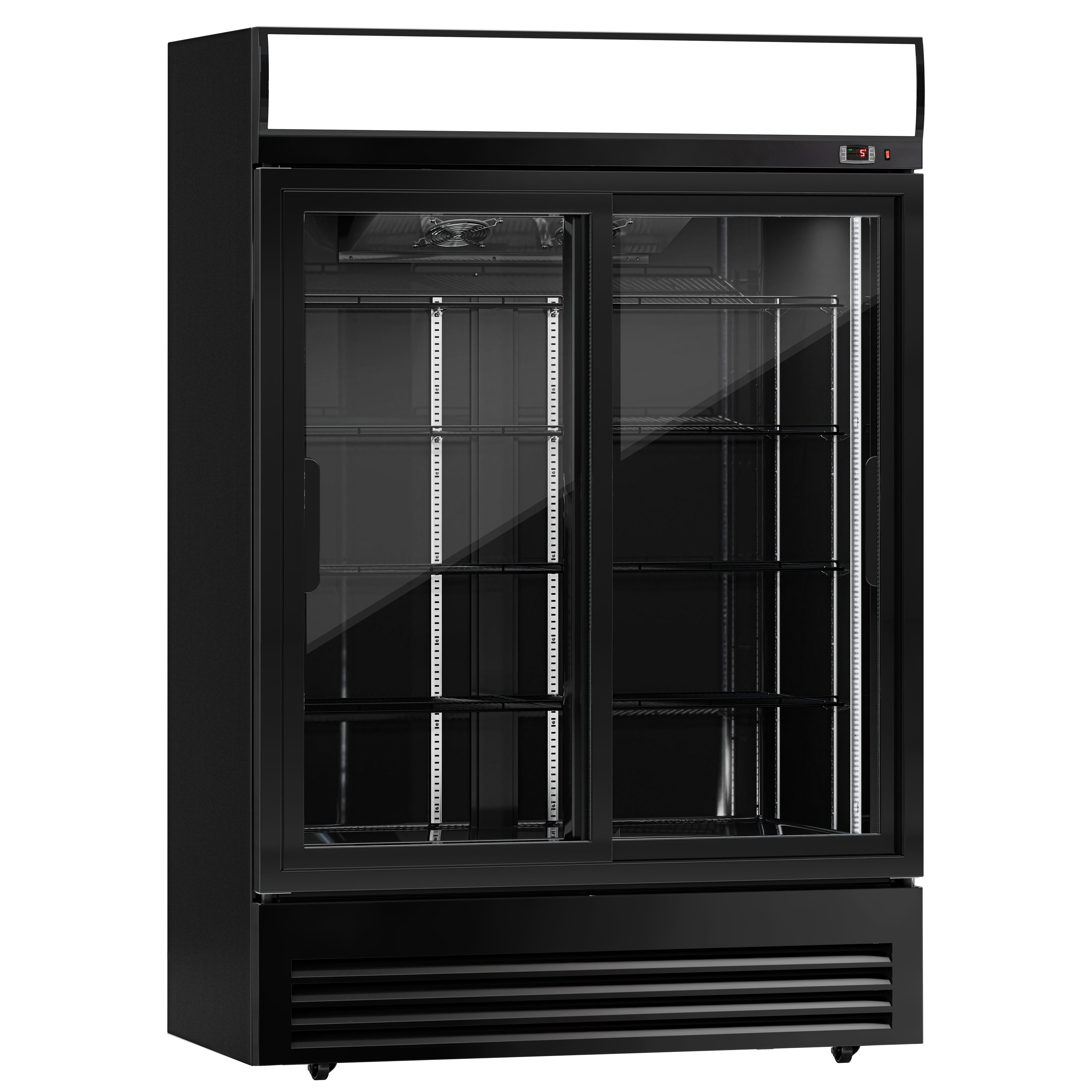 Vitrine réfrigérée à boissons - 1295mm - 880 L - 2 portes vitrées coulissantes - éclairage LED - affichage digital de la température - Noir - +2 à +8 °C