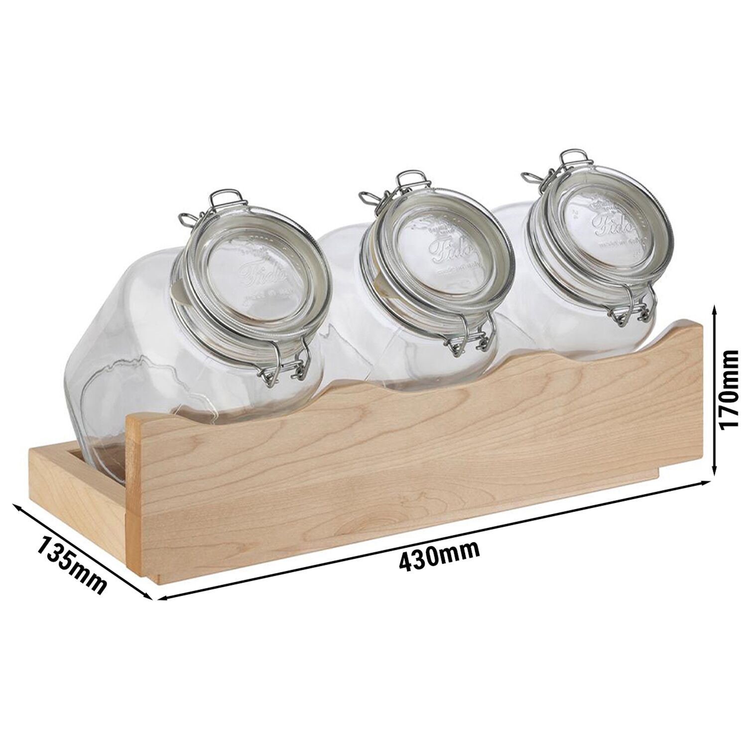 Support de buffet - GOOD MORNING - set 4 pièces - Support en bois incl. 3 verres