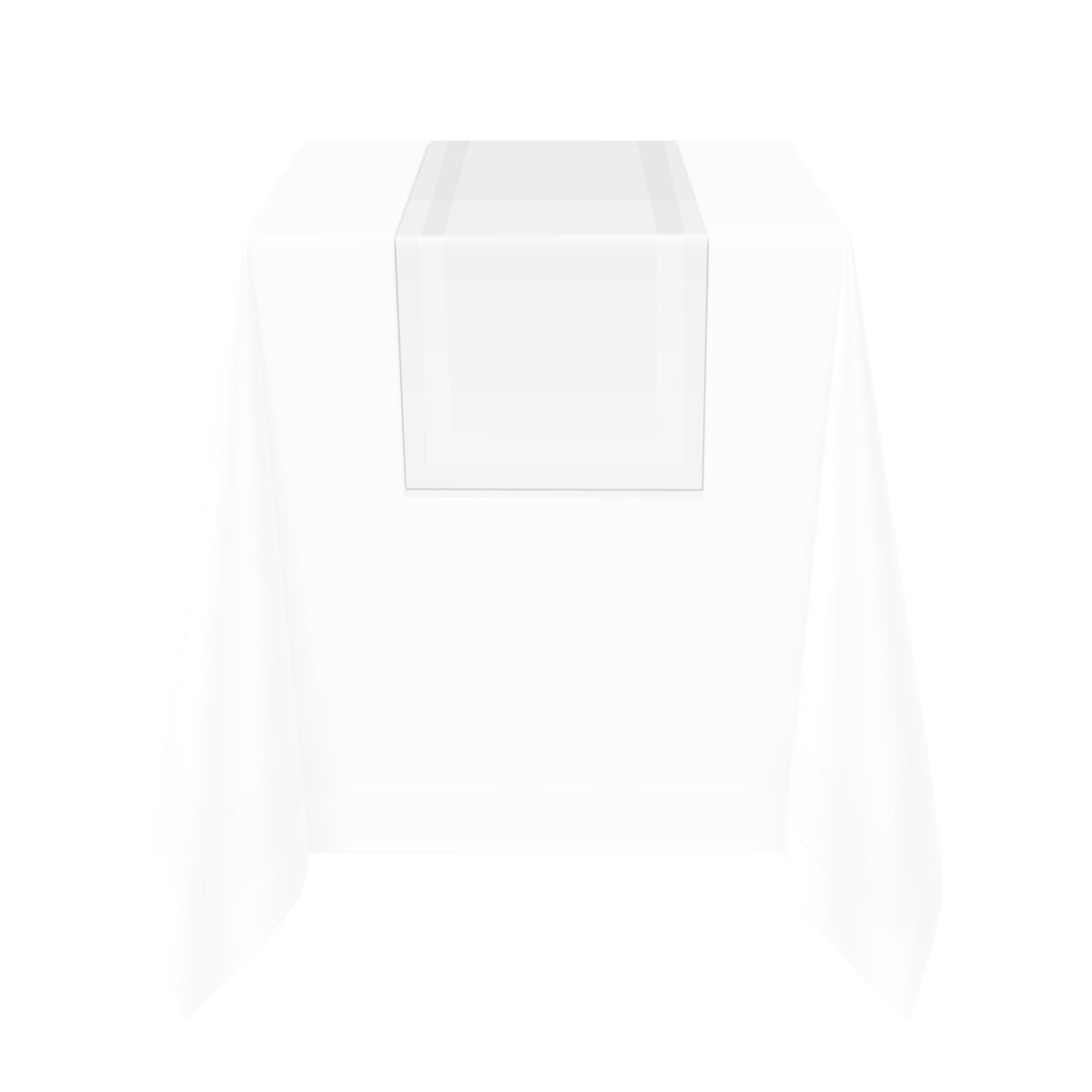 (15 pcs) Chemin de table damassé Tessin Atlas - bande satin - 40x130cm - Blanc