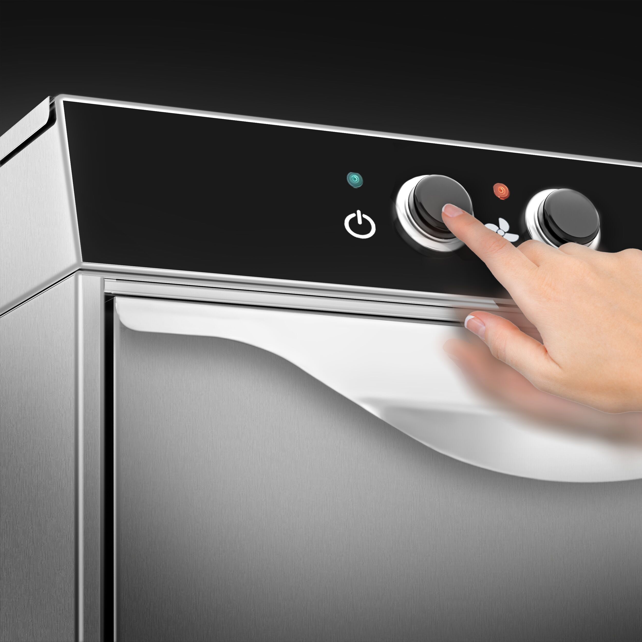 Lave-vaisselle professionnel frontal - Panier 50x50cm - Commandes mécaniques - 4,9kW - avec pompes doseuses détergent et liquide de rinçage