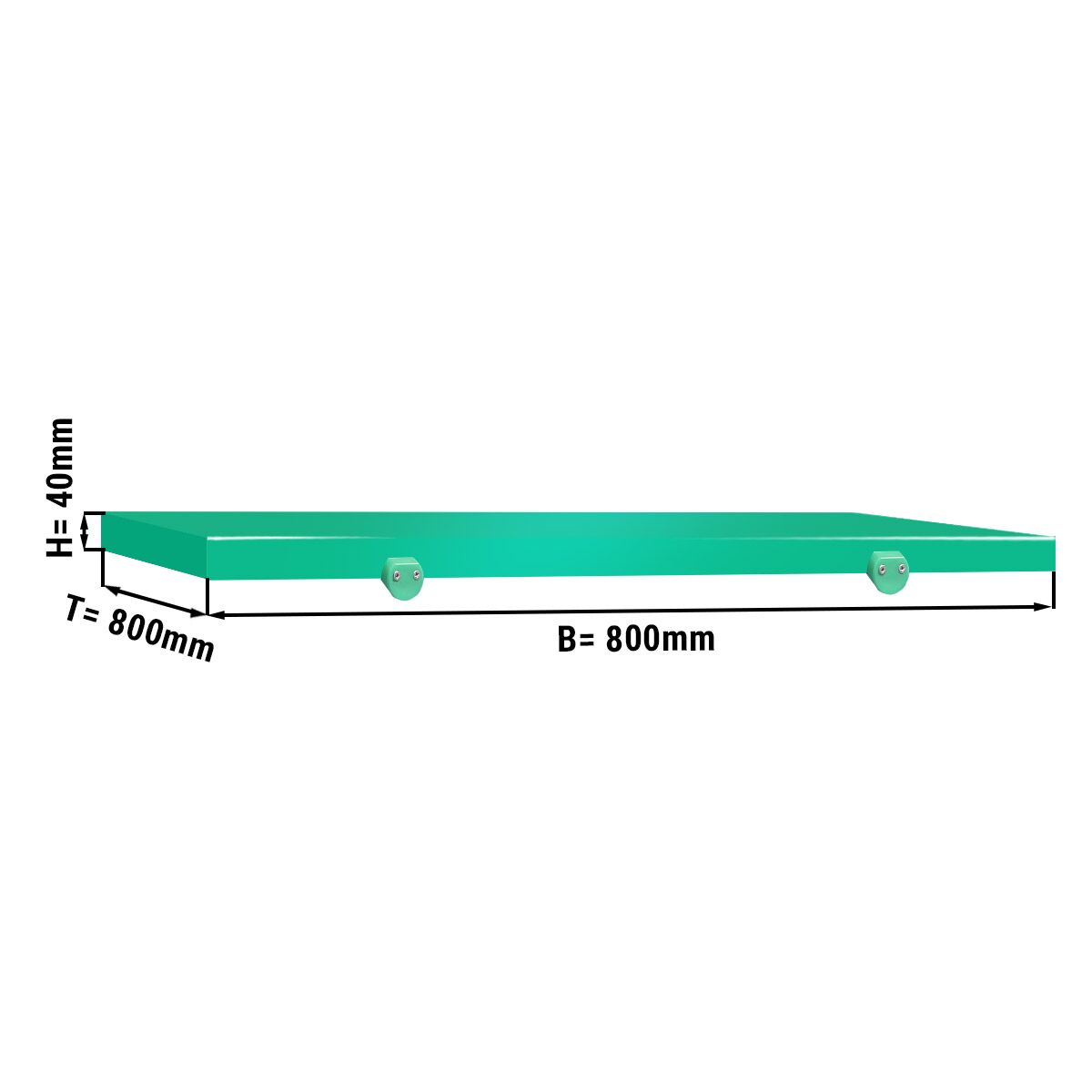 Planche à découper pour table de travail - 800x800 mm - Conforme HACCP - Verte