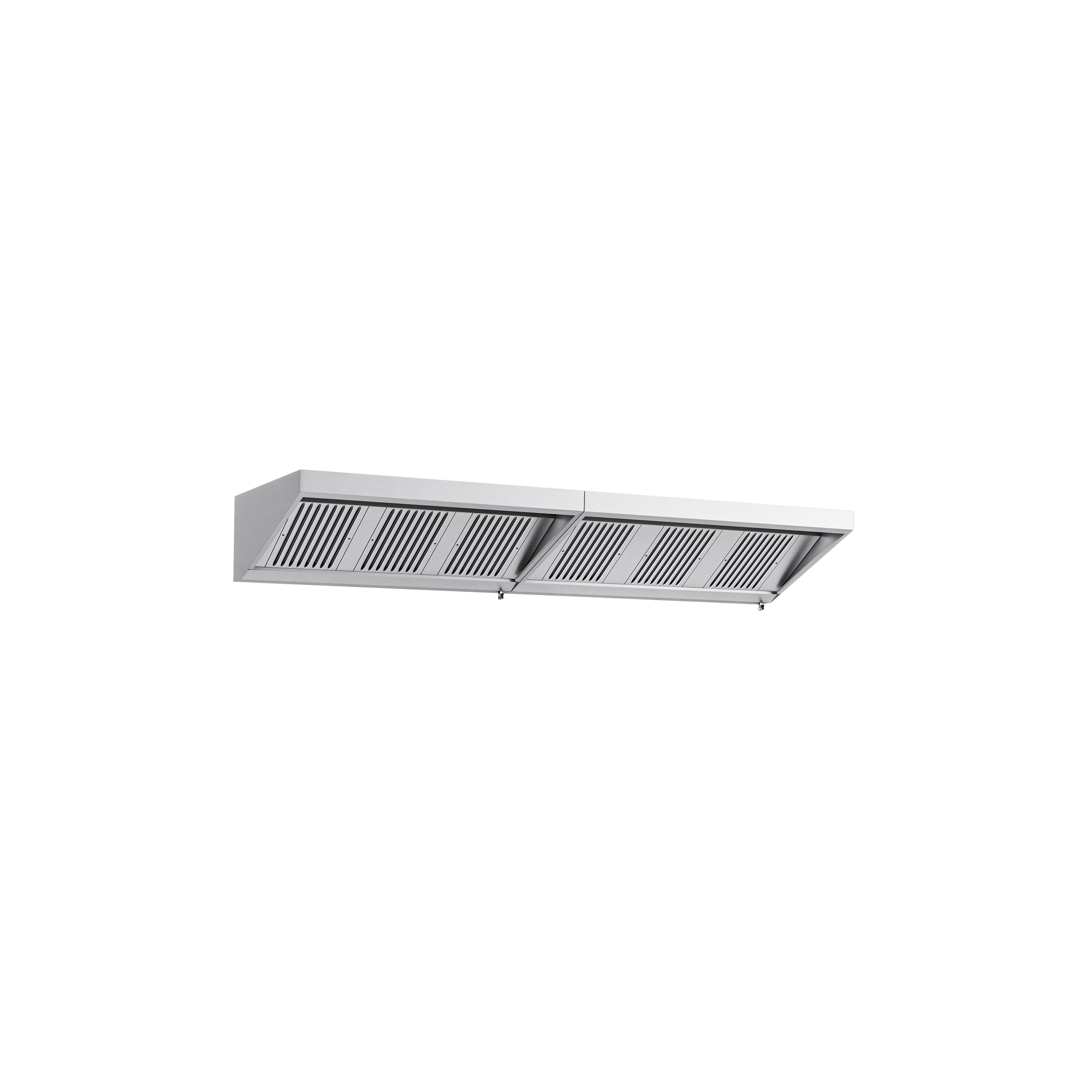 Commercial Wall-Mounted Extraction Canopy - 3400mm - with Baffle Filters & LED Lighting