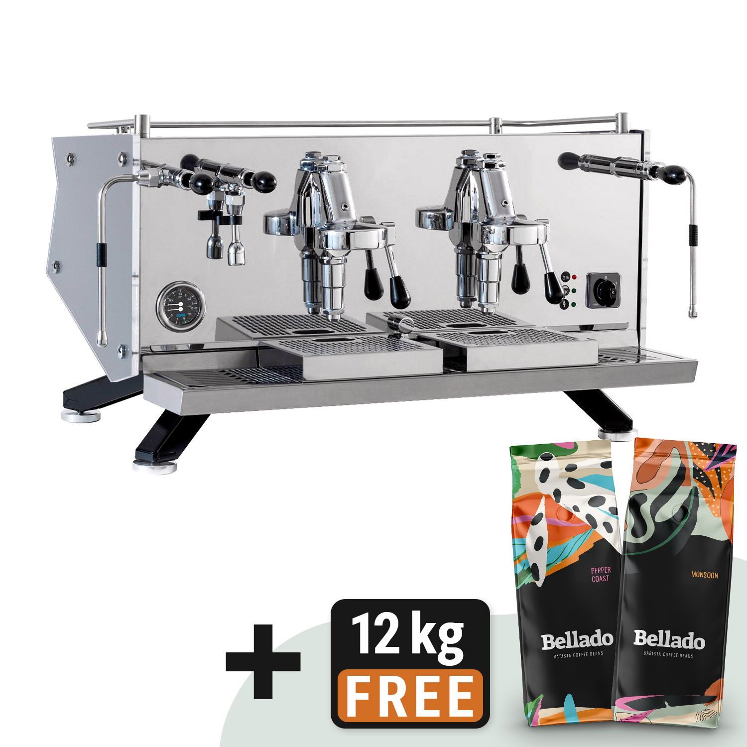 Machine à café porte-filtre « Suprema » – manuelle – 2 groupes – avec système de préinfusion inclus