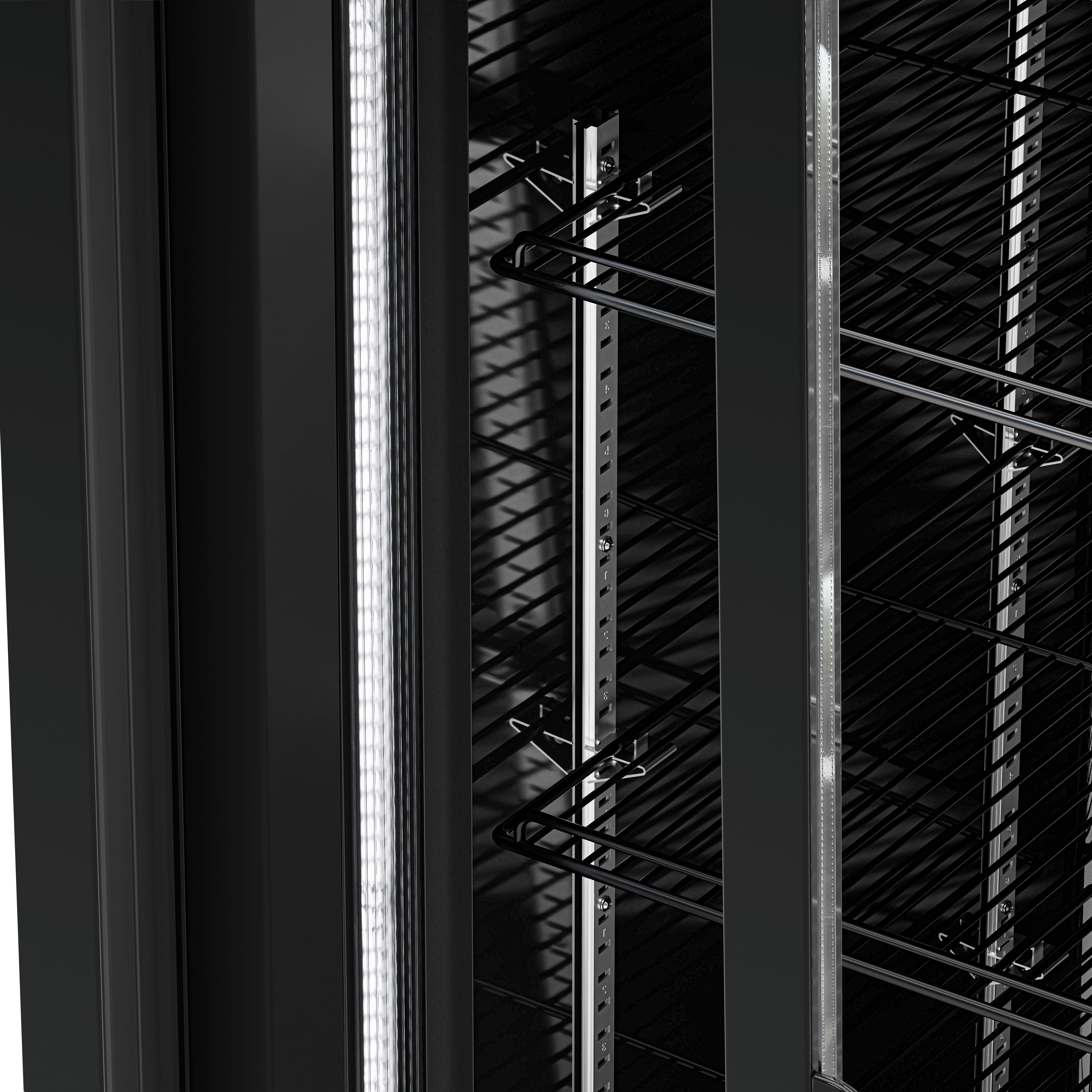 Vitrine réfrigérée à boissons - 1295mm - 880 L - 2 portes vitrées coulissantes - éclairage LED - affichage digital de la température - Noir - +2 à +8 °C