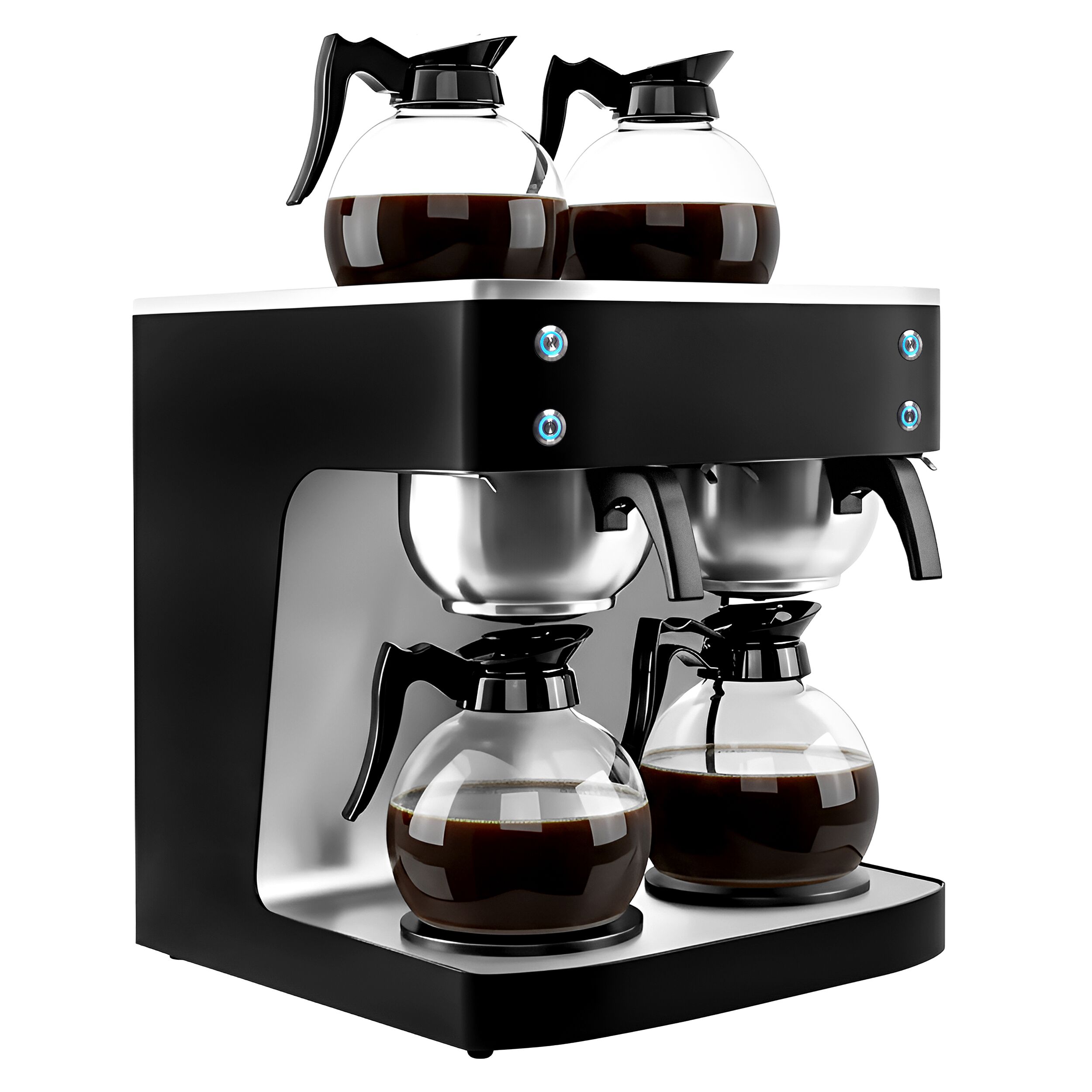 Machine à café filtre professionnelle - 2x 1,8L - 4,04 kW - remplissage manuel - avec 4 plaques chauffantes - incl. 2 pichets en verre
