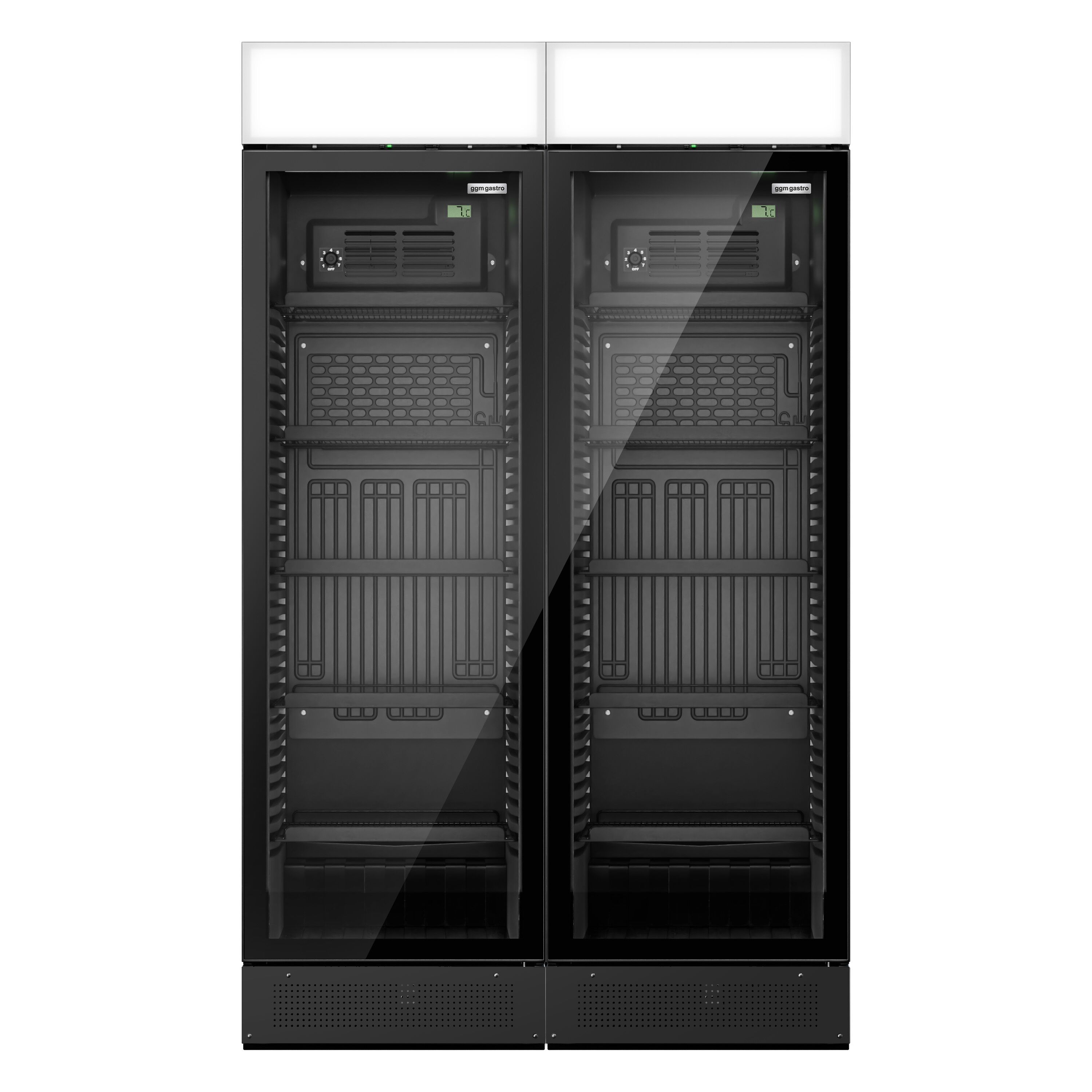 (2 pièces) Vitrine réfrigérée à boissons - 690 litres - design sans cadre - avec 2 portes vitrées et écran publicitaire