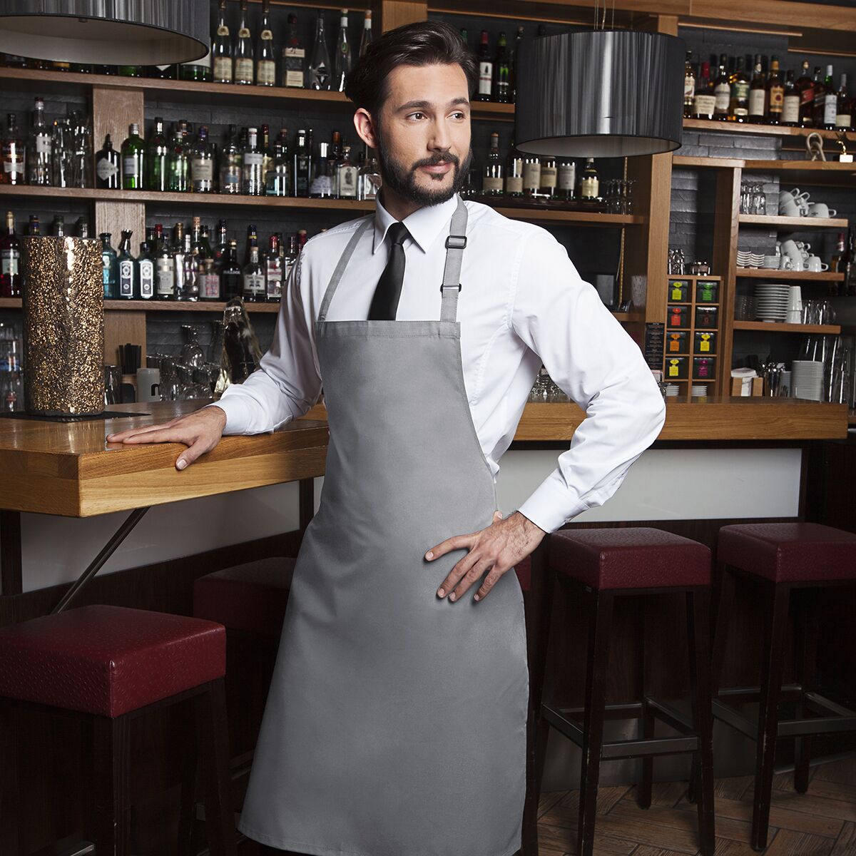 (6 pieces) KARLOWSKY | Basic Bib Apron – Basalt Grey - 750×900 mm - Adjustable Neck