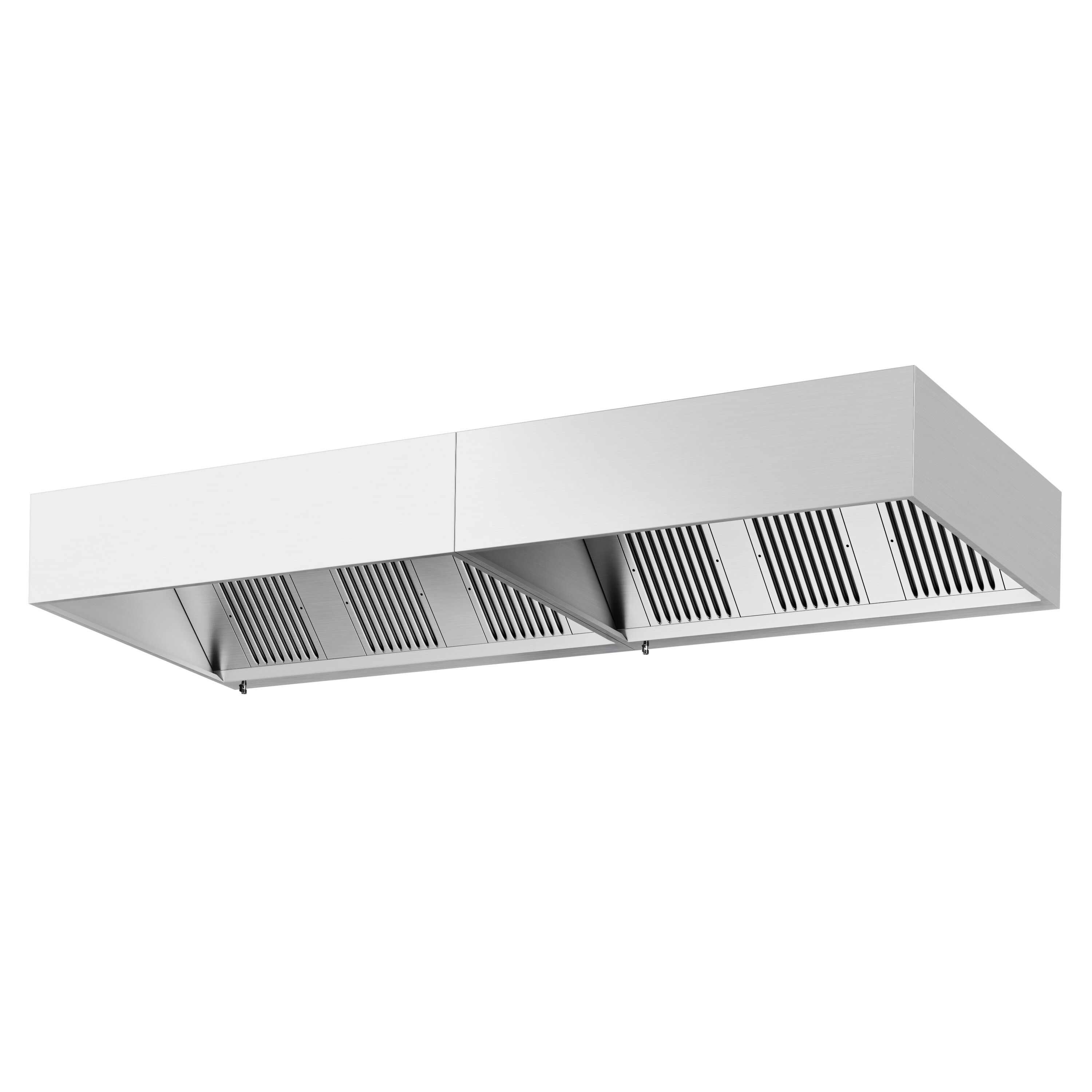 Hotte à adosser professionnelle - 3800mm - sans moteur - avec filtres et éclairage