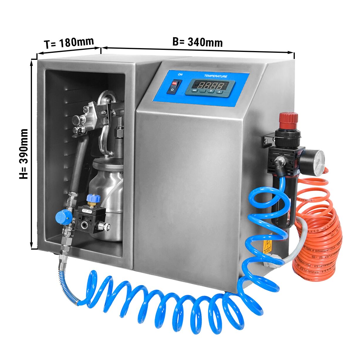 Commercial Chocolate spracing machine – 1 L - 0.5–3.5 bar - Velvet effect - Made in Italy