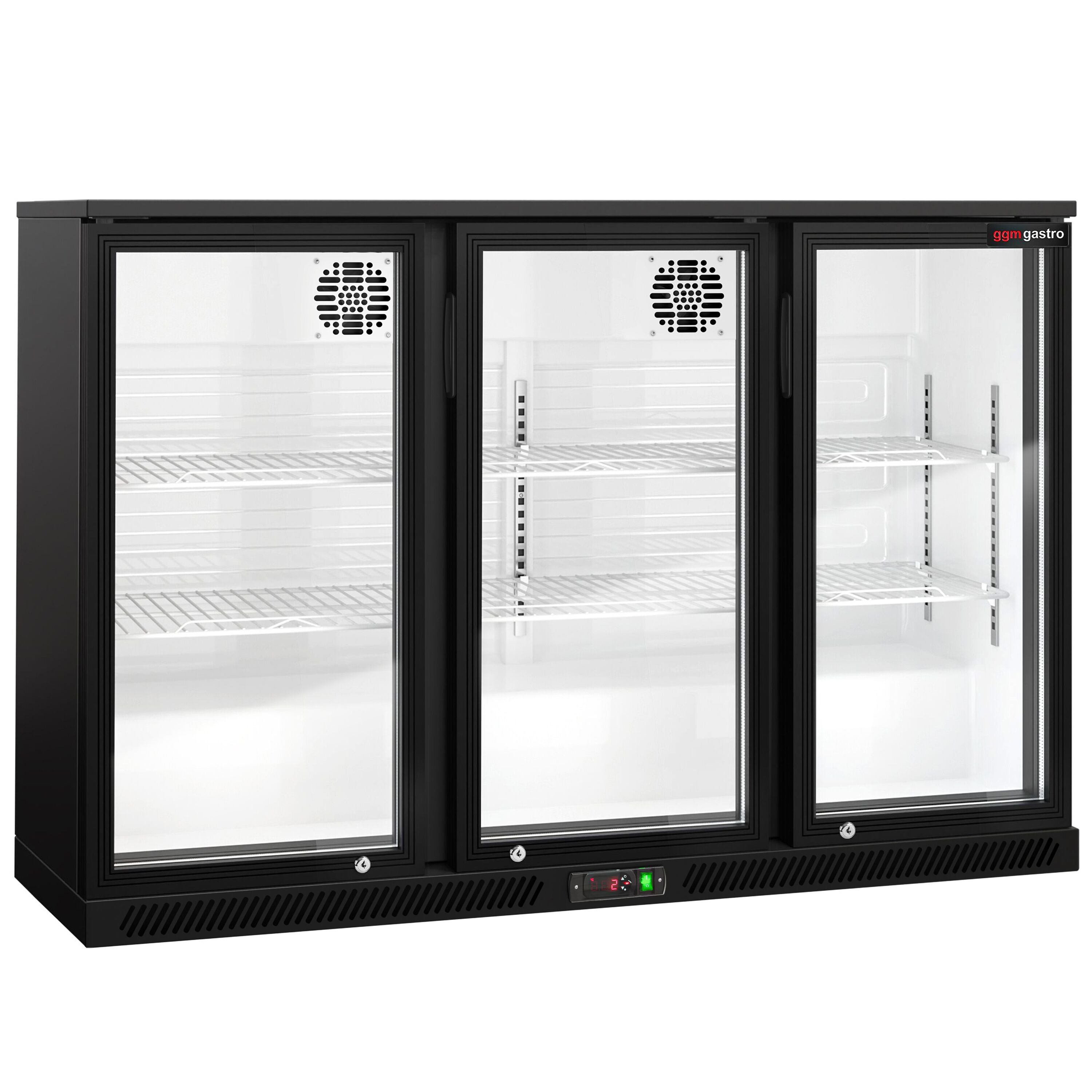 Réfrigérateur de bar – 1350 mm – 320 litres – avec 3 portes vitrées battantes – Noir