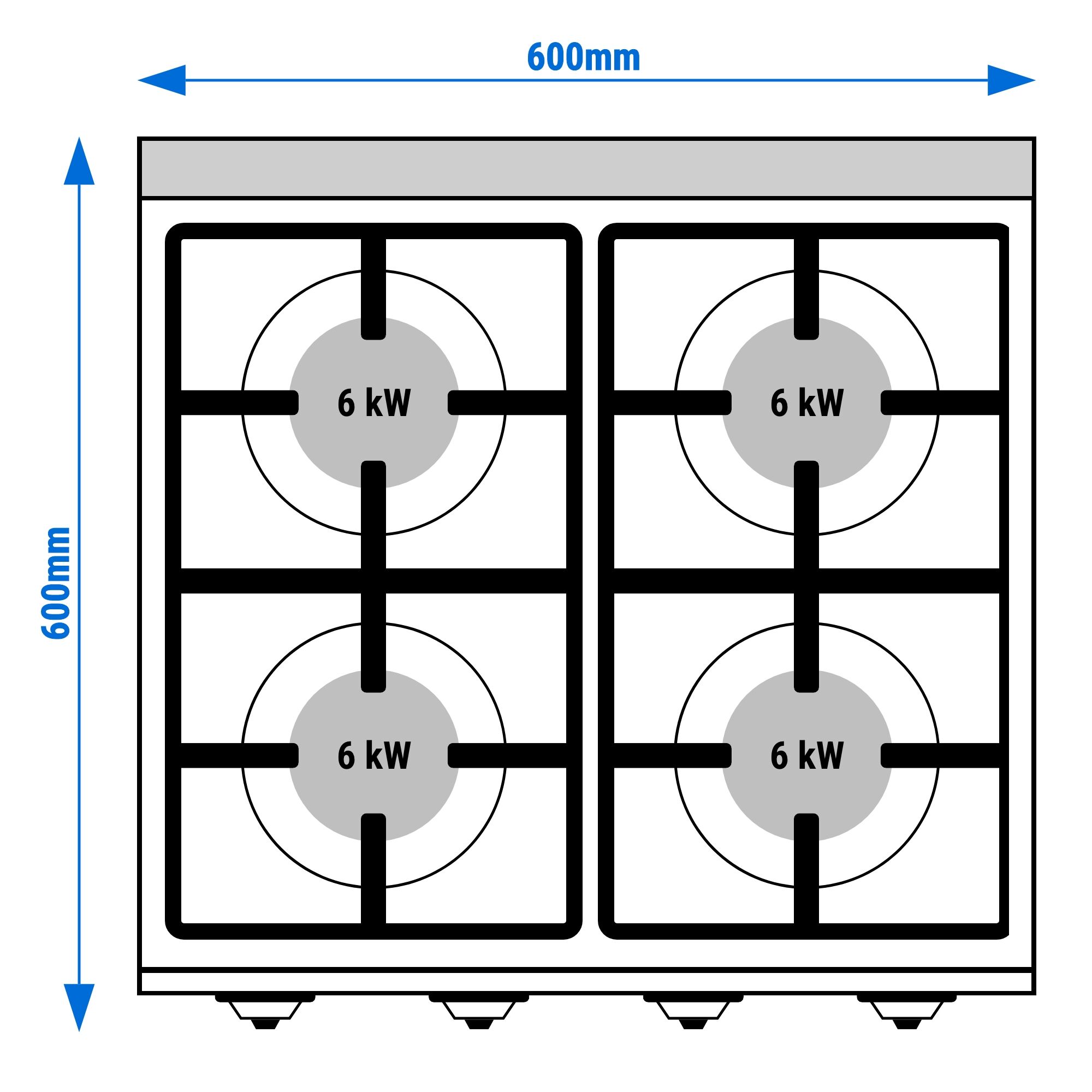 Fourneau à gaz – 24 kW – 4 brûleurs haute performance