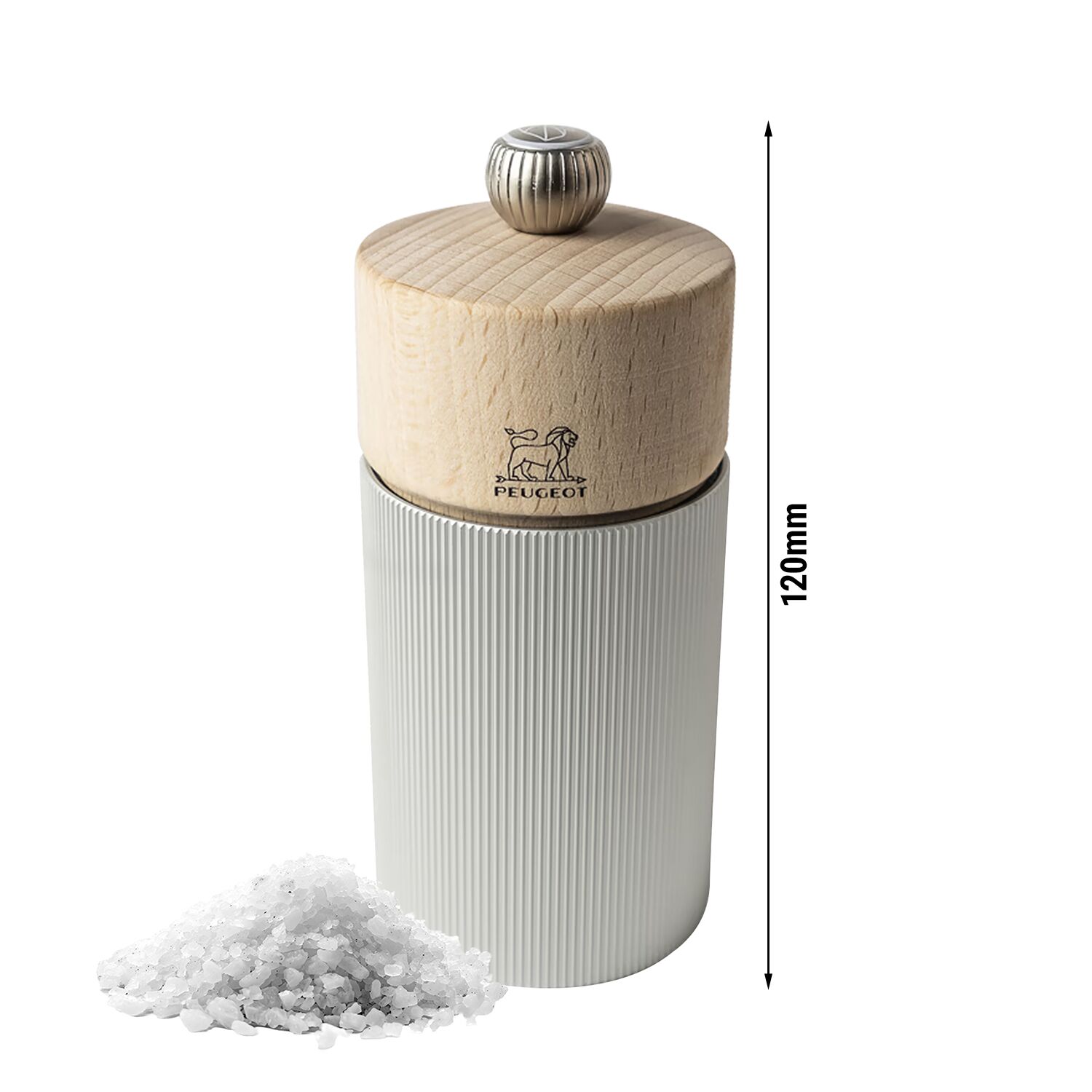 PEUGEOT | LINE – Moulin à sel – Bois/Aluminium – Naturel – Hauteur : 120 mm