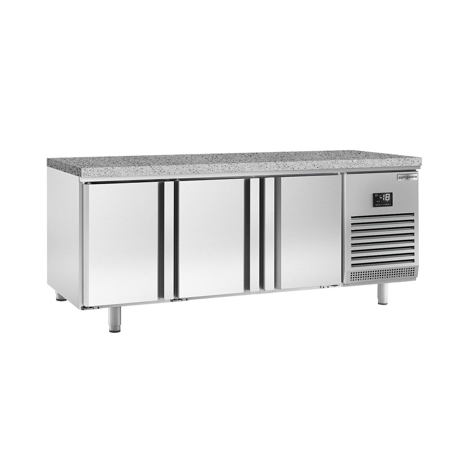 Table de congélation pour boulangerie Premium PLUS - 2185 x 800 mm - avec 3 portes - plan de travail en granit