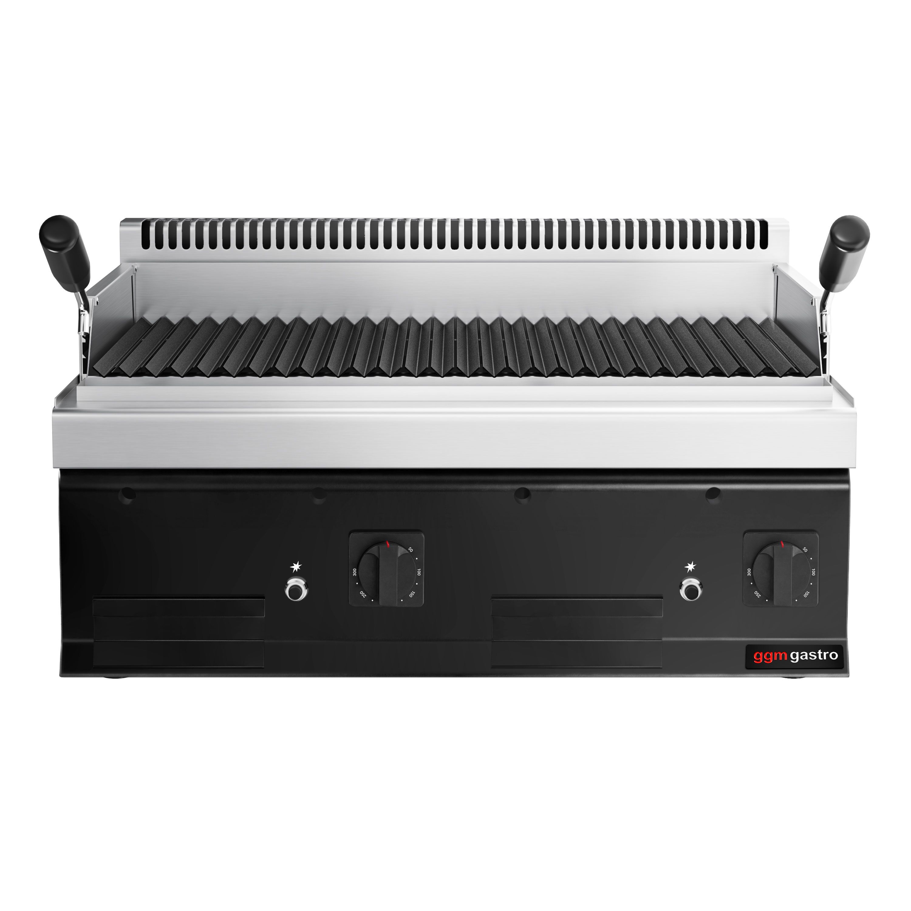 Commercial Gas Lava Rock Chargrill Mario 700 - 800mm - Countertop - Tilting Grill Grid - Black-front Fascia - 700mm Deep