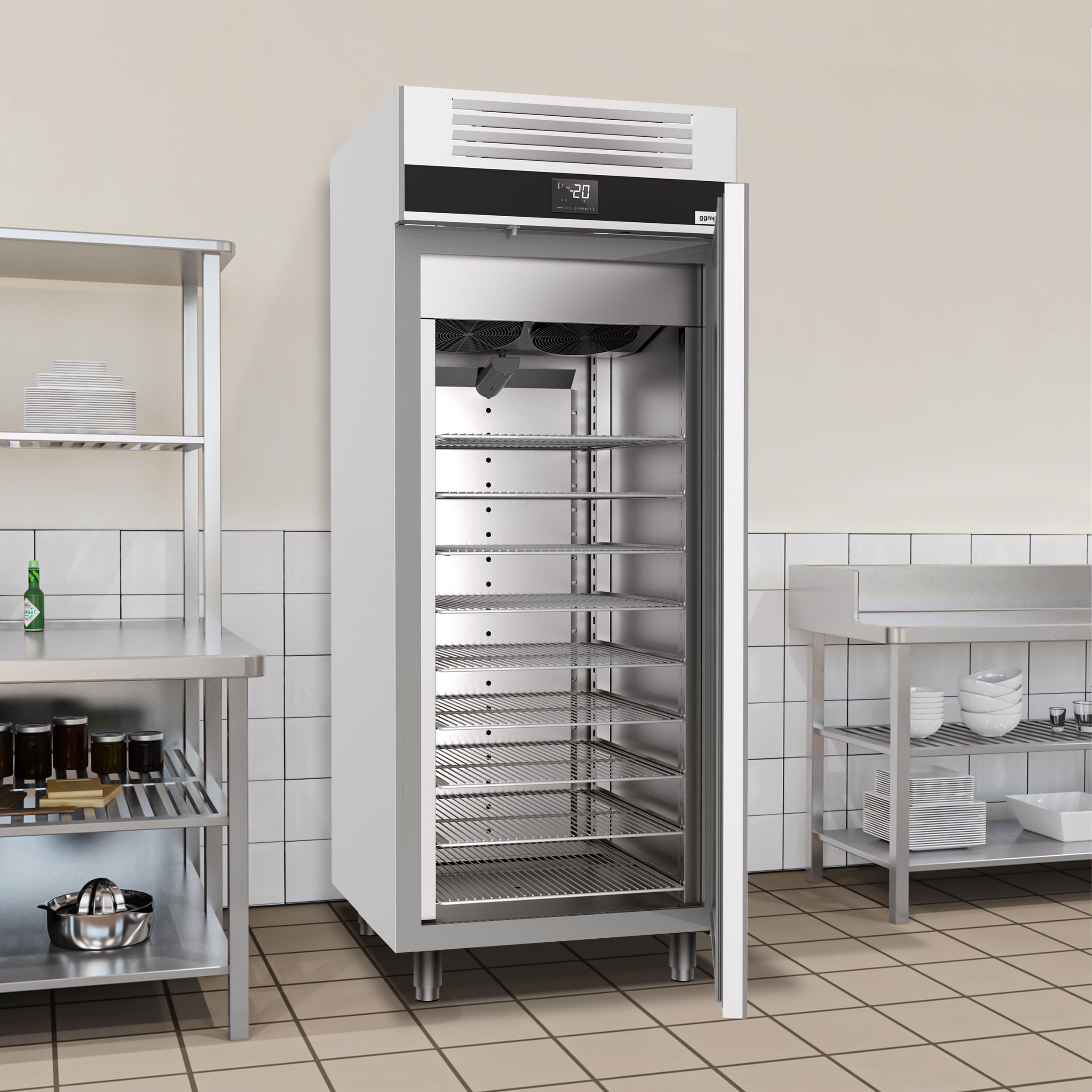 Ice Cream Display Freezer Stainless steel PREMIUM - 650L - with 1 door - For 54x 5L or 36x 7L ice cream containers