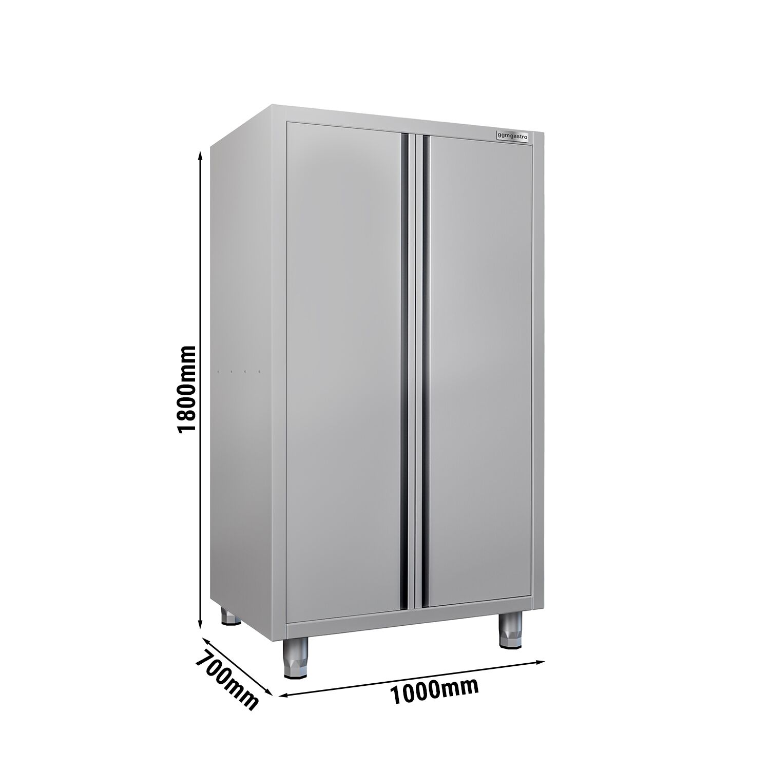 Armoire de travail en inox ECO - 1000x700mm - 2 portes battantes - Hauteur: 1800mm