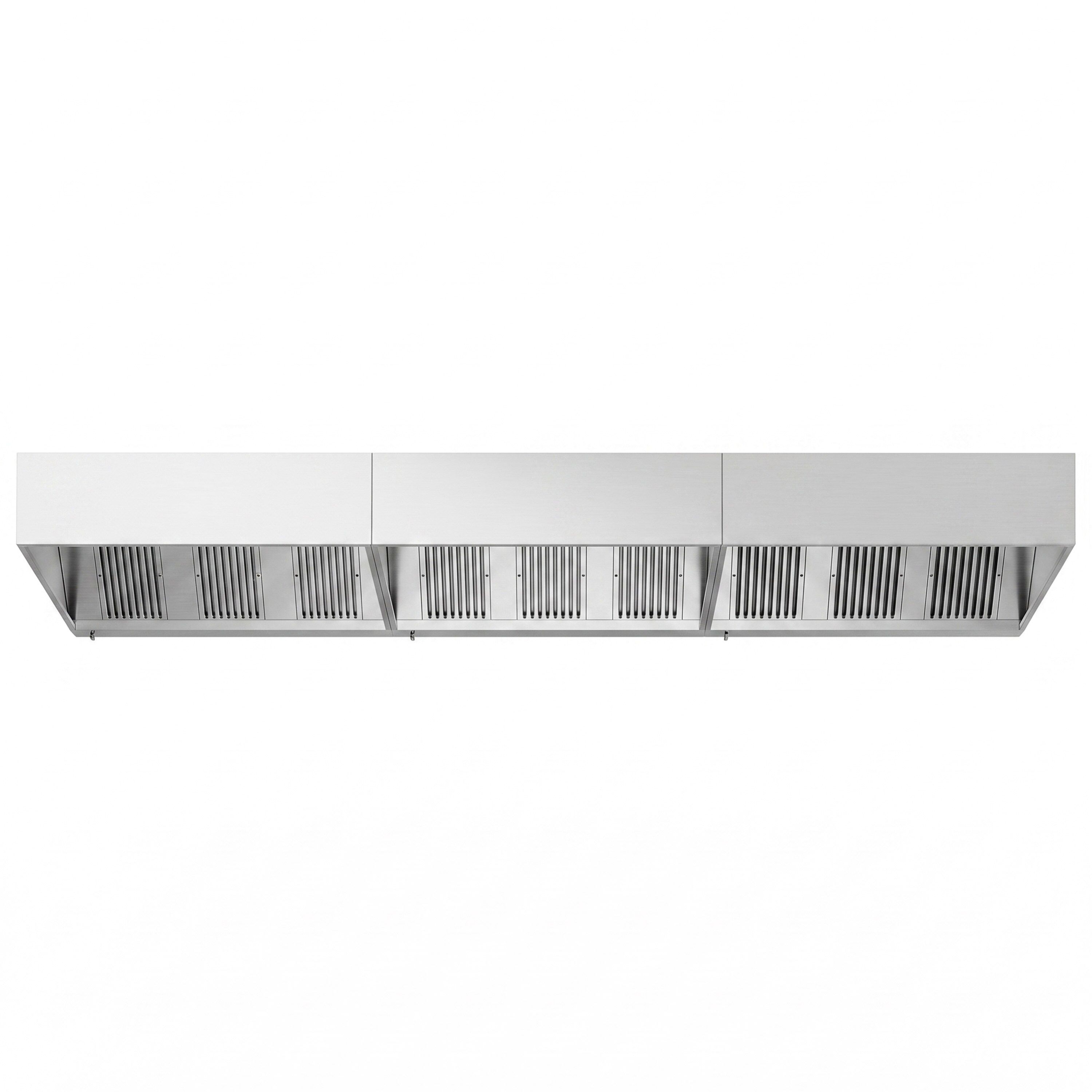 Ventilationskåpa i rostfritt stål - 5 400 mm - djup 1 400 mm - med labyrintfilter och LED-belysning