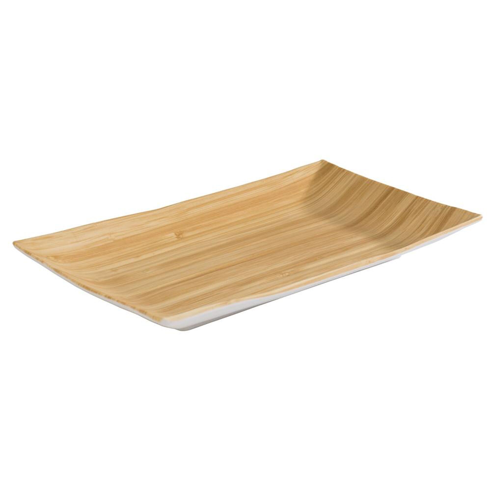 (6 pcs) Plateau de présentation - BAMBOO - Mélamine - 245x155mm - Hauteur:30mm - Beige/Blanc - empilable, compatible lave-vaisselle