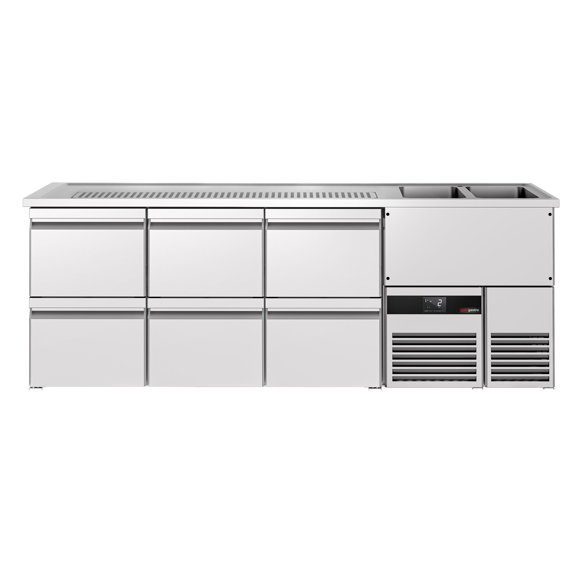 Comptoir de bar réfrigéré PREMIUM - 2500x700mm - 6 tiroirs