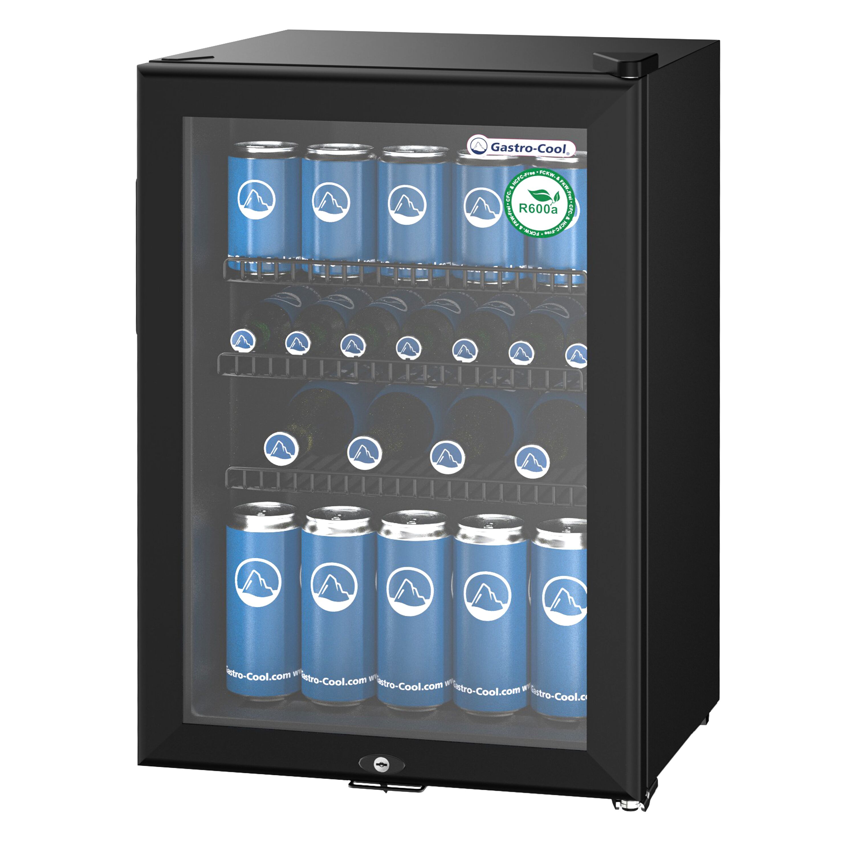 GASTRO-COOL | Minibar réfrigéré - 430 mm - 62 litres - avec 1 porte vitrée - Noir