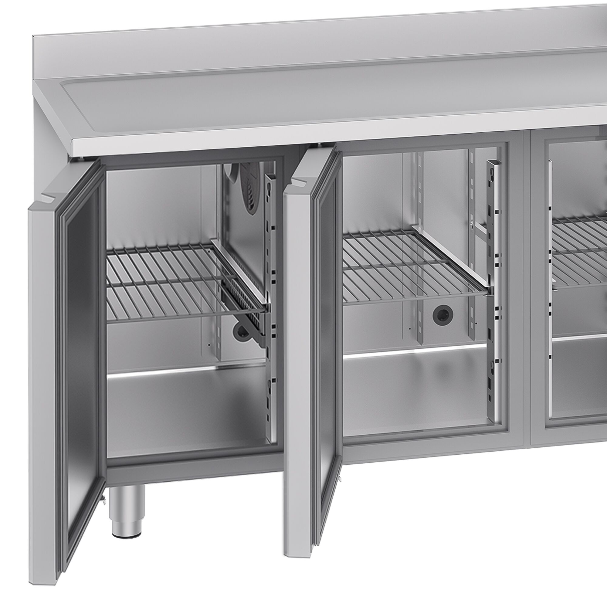 Commercial Counter Fridge with Sink PREMIUM - 1900x700mm - with 3 doors - with upstand - capacity 420 litres