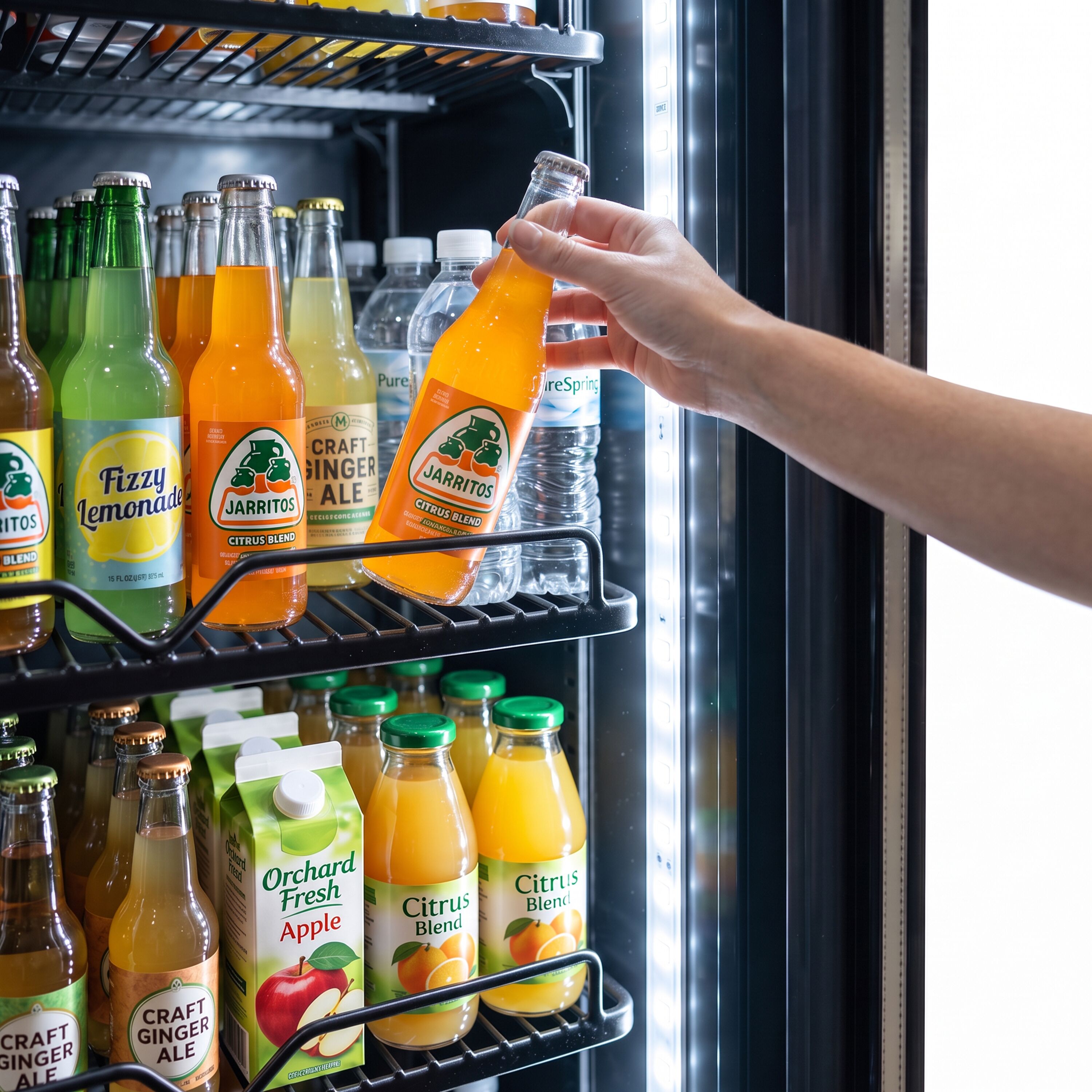 Beverage refrigerator – 145 litres – frameless design – slimline – with 1 glass door and coloured LED lighting
