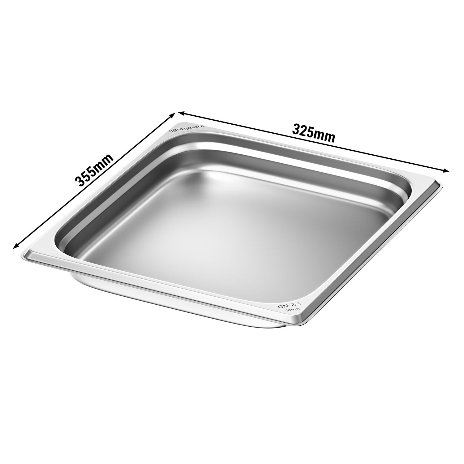Bac GN 2/3 en inox - Hauteur : 40 mm