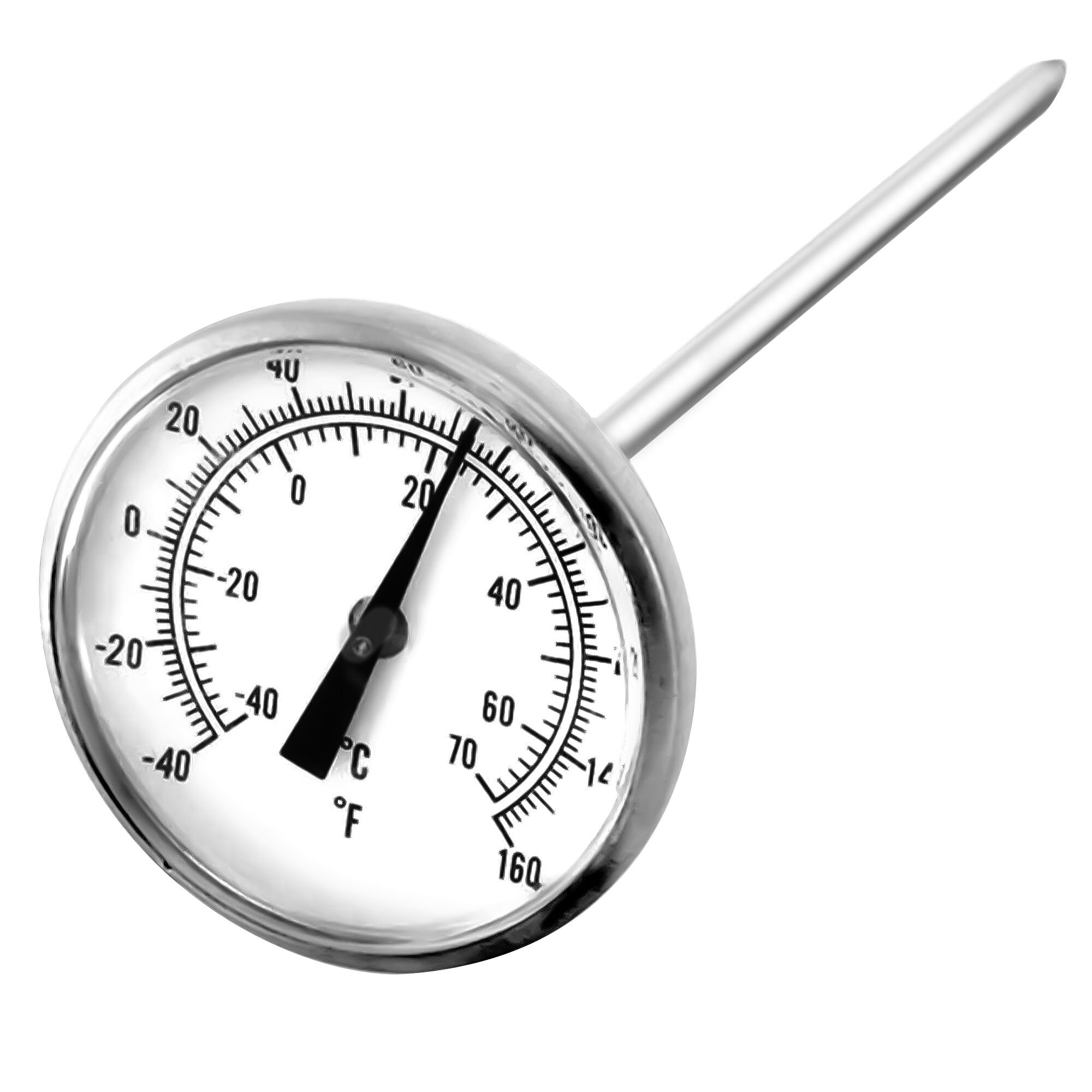 Thermomètre à sonde - Ø 45mm - Acier inoxydable - Longueur de sonde: 125mm - -40°C à 70°C
