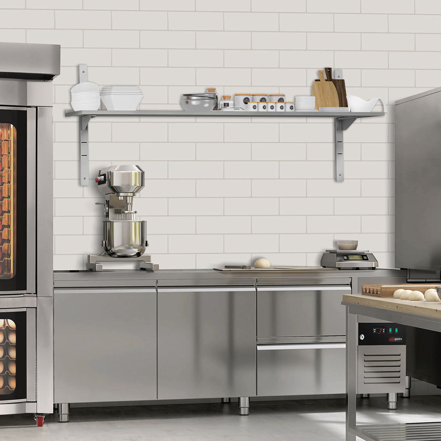 Étagère murale ECO en inox - 1800 × 400 mm - avec 1 étage